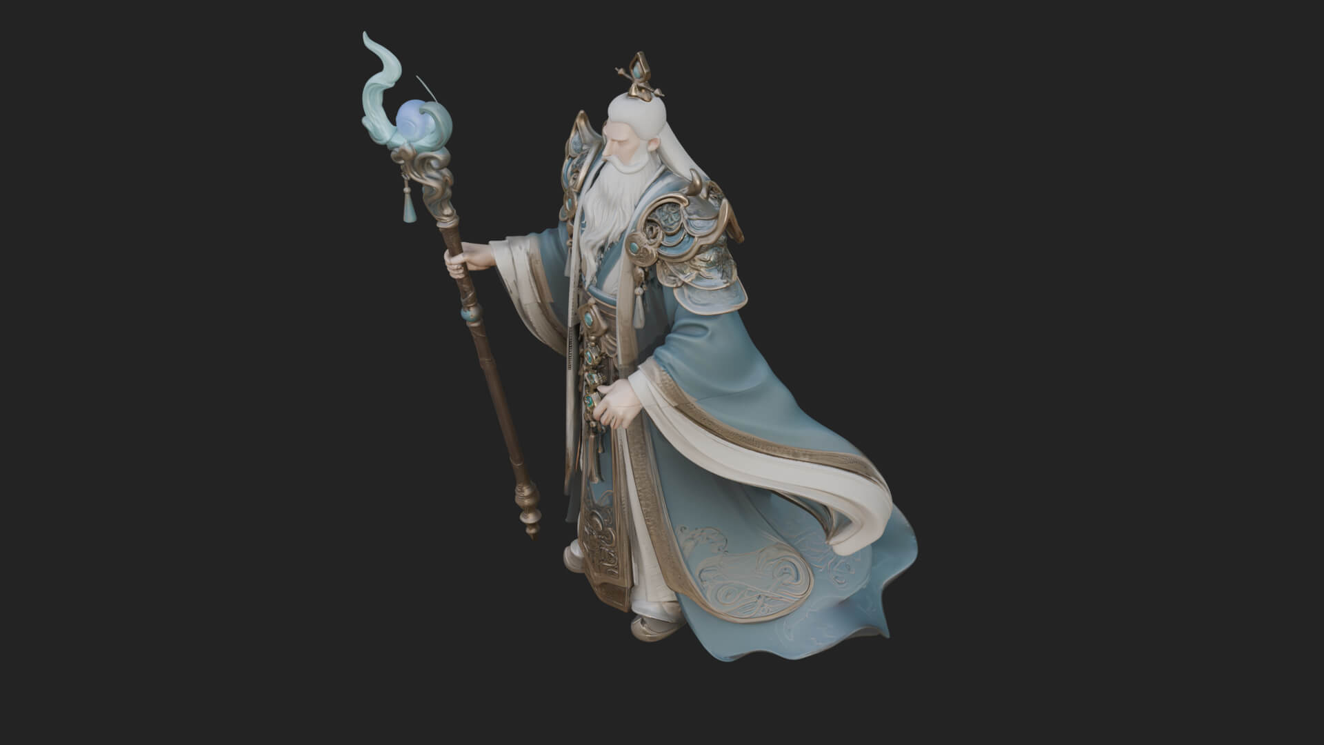 Elven High Mage Statue Design 6 3D Print Model 3D Model