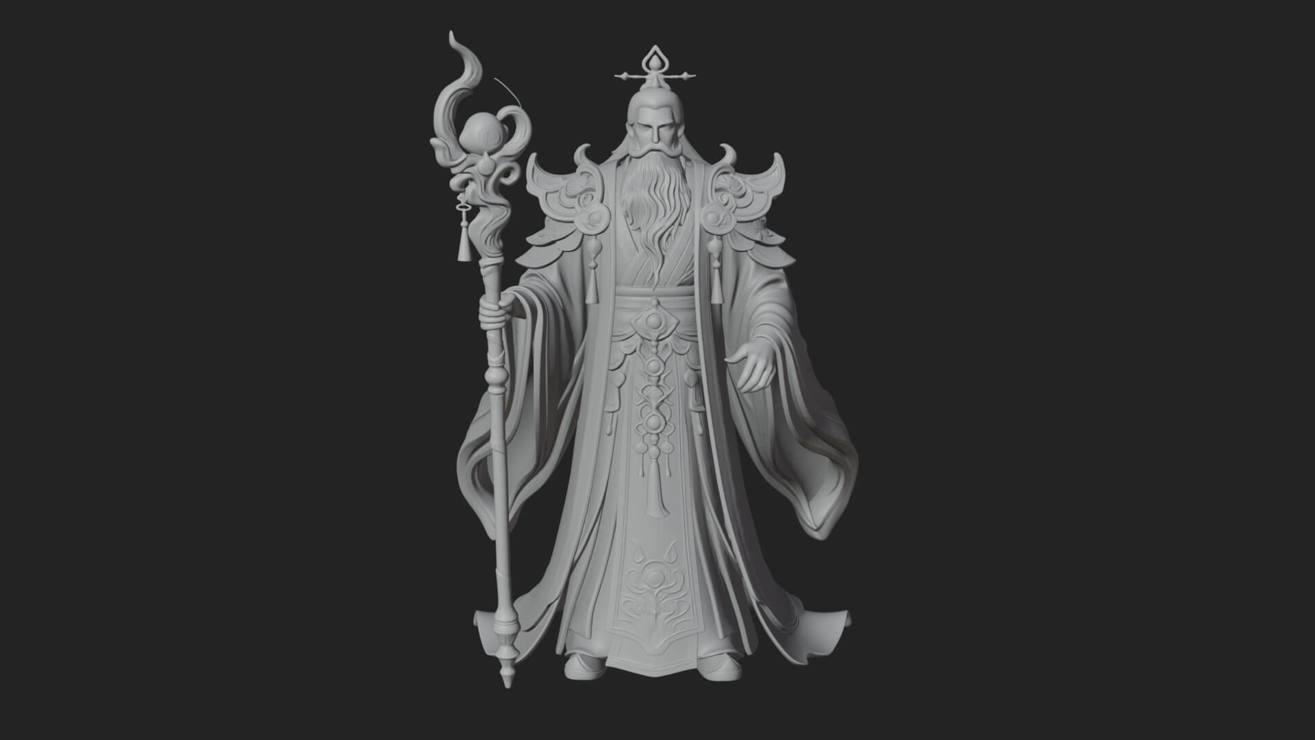 Elven High Mage Statue Design 6 3D Print Model 3D Model