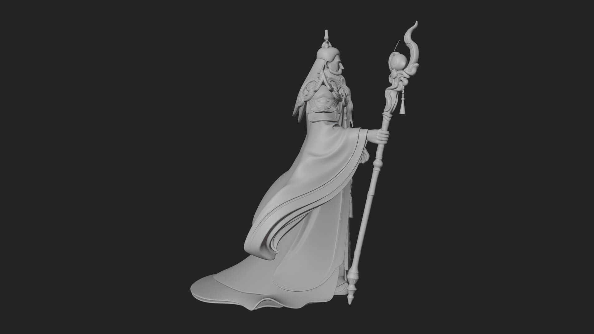 Elven High Mage Statue Design 6 3D Print Model 3D Model