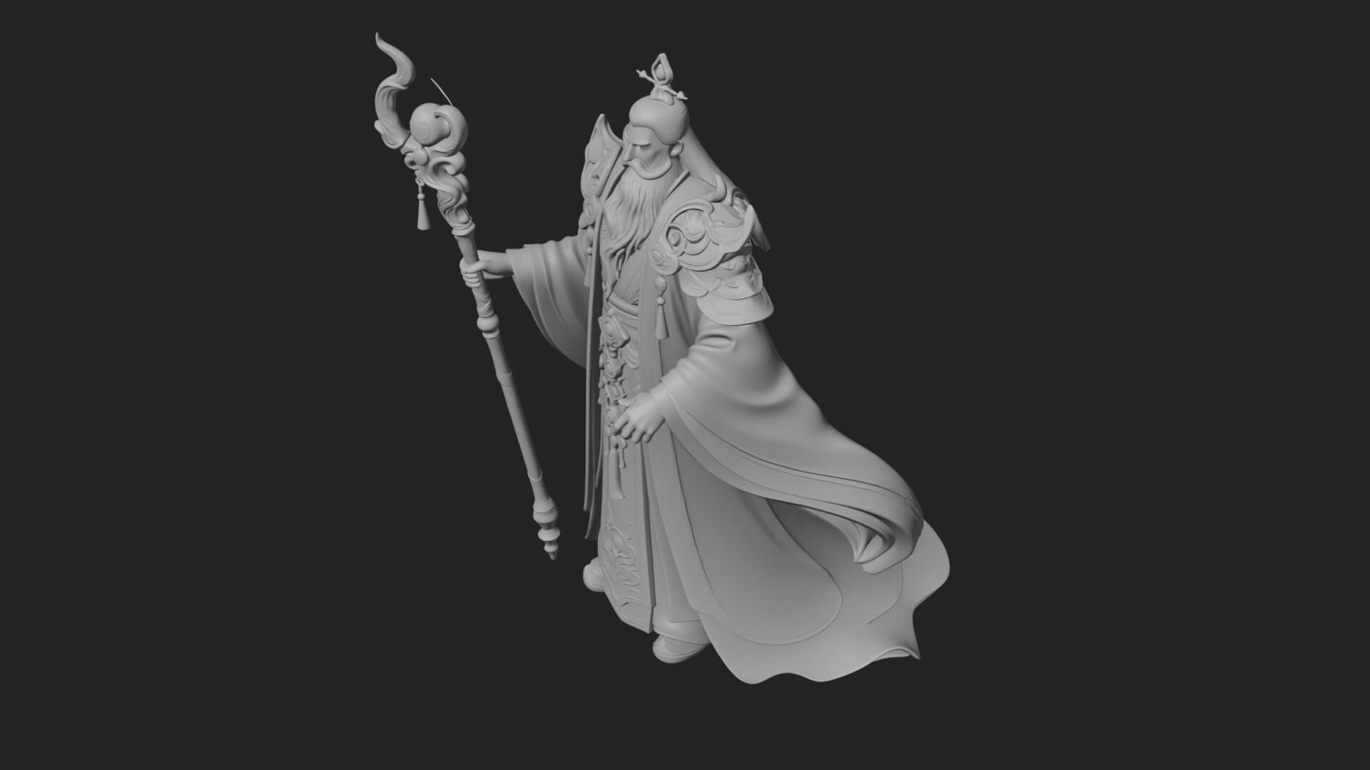 Elven High Mage Statue Design 6 3D Print Model 3D Model