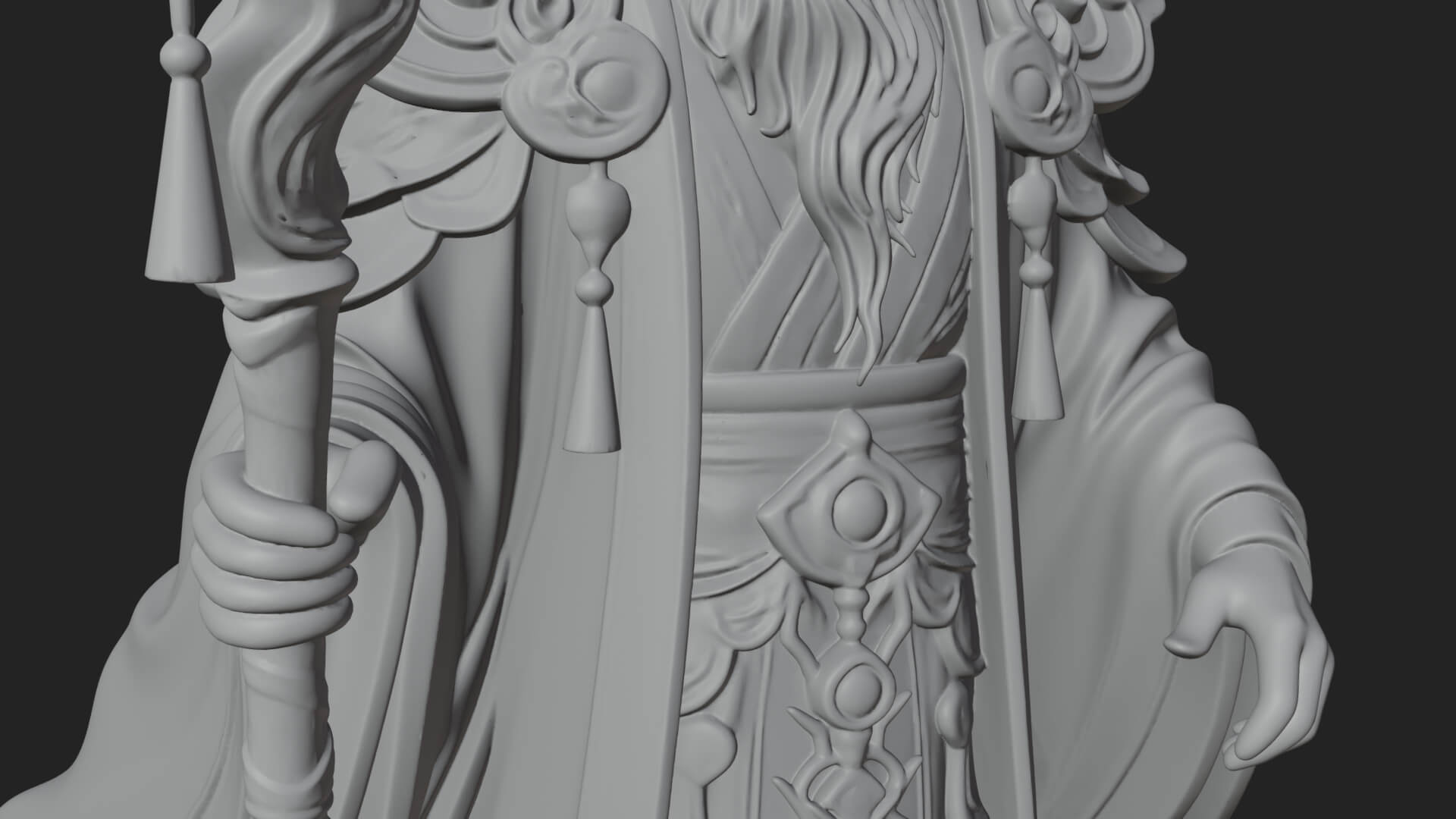 Elven High Mage Statue Design 6 3D Print Model 3D Model
