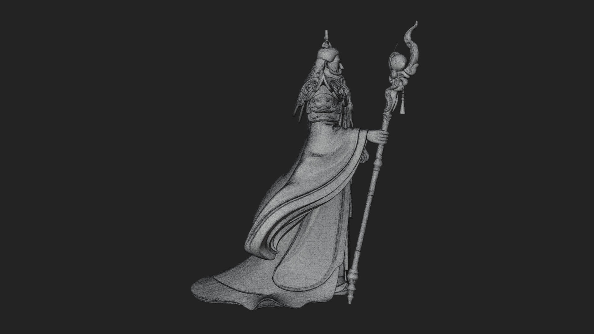 Elven High Mage Statue Design 6 3D Print Model 3D Model