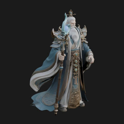Elven High Mage Statue Design 6 3D Print Model