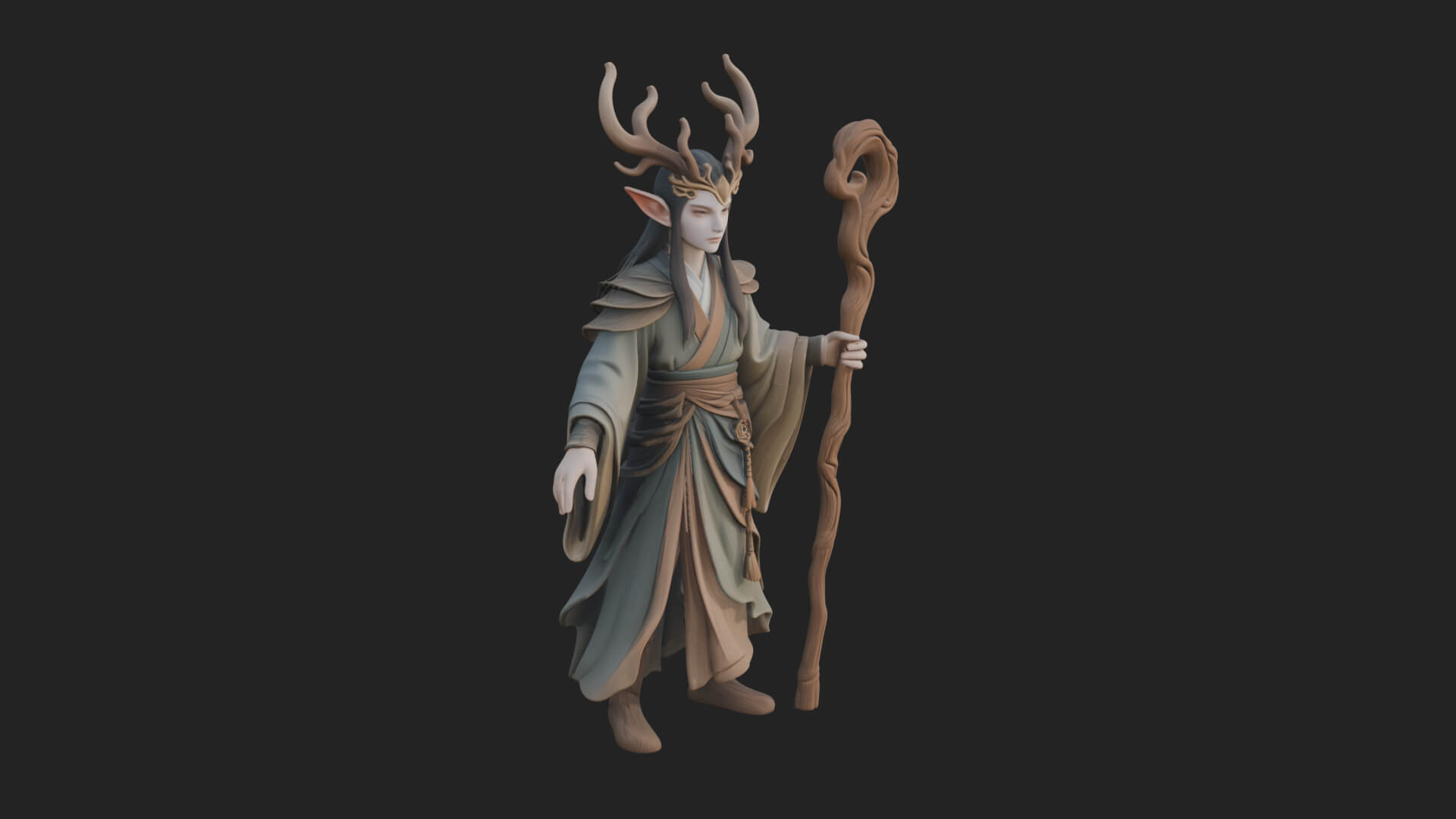Elven High Mage Statue Design 7 3D Print Model 3D Model