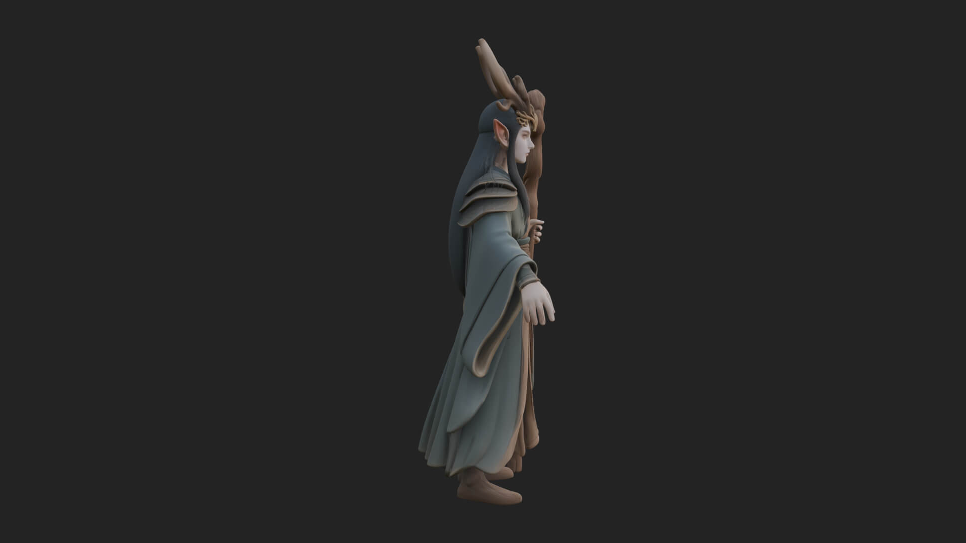 Elven High Mage Statue Design 7 3D Print Model 3D Model