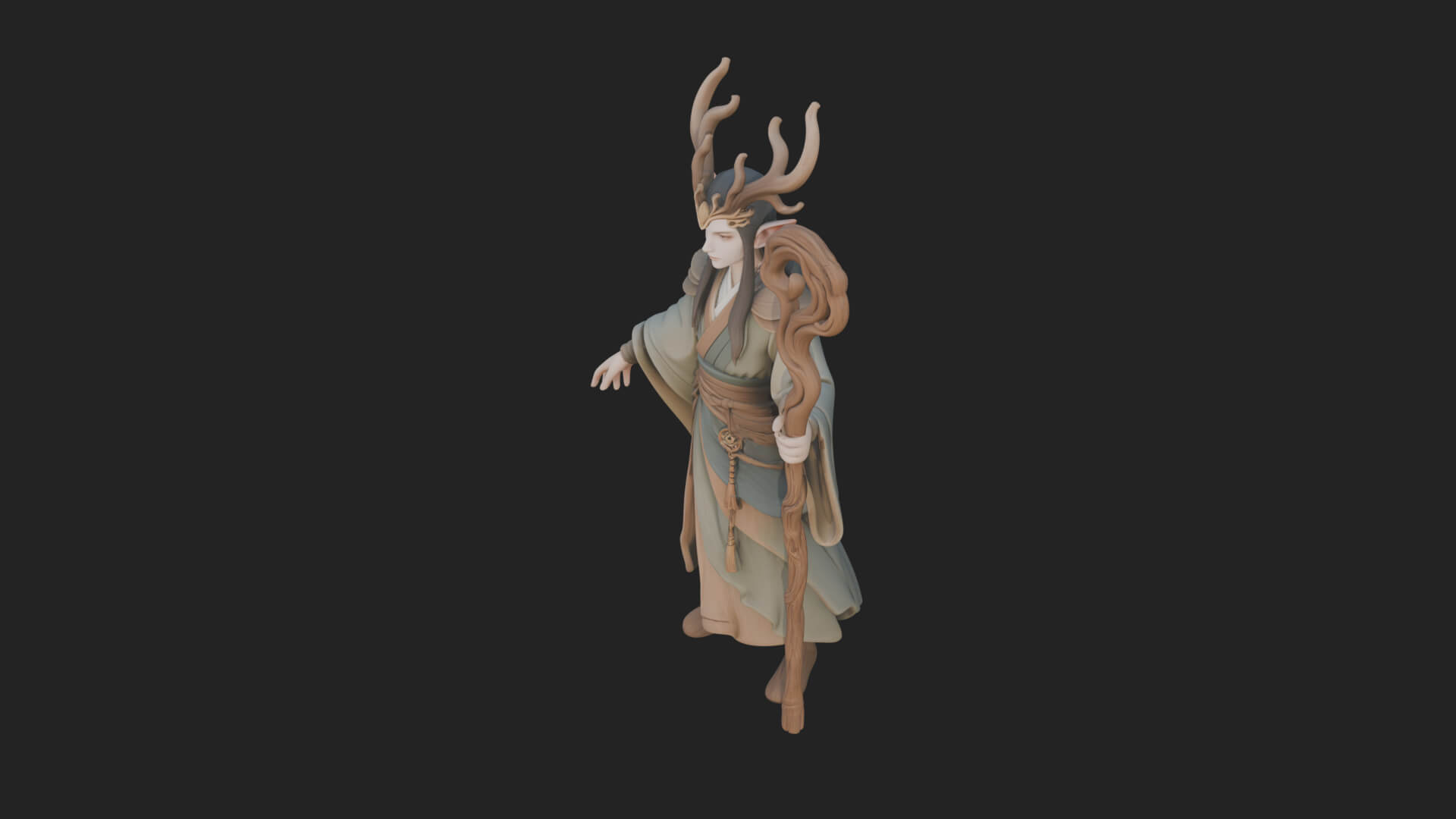 Elven High Mage Statue Design 7 3D Print Model 3D Model