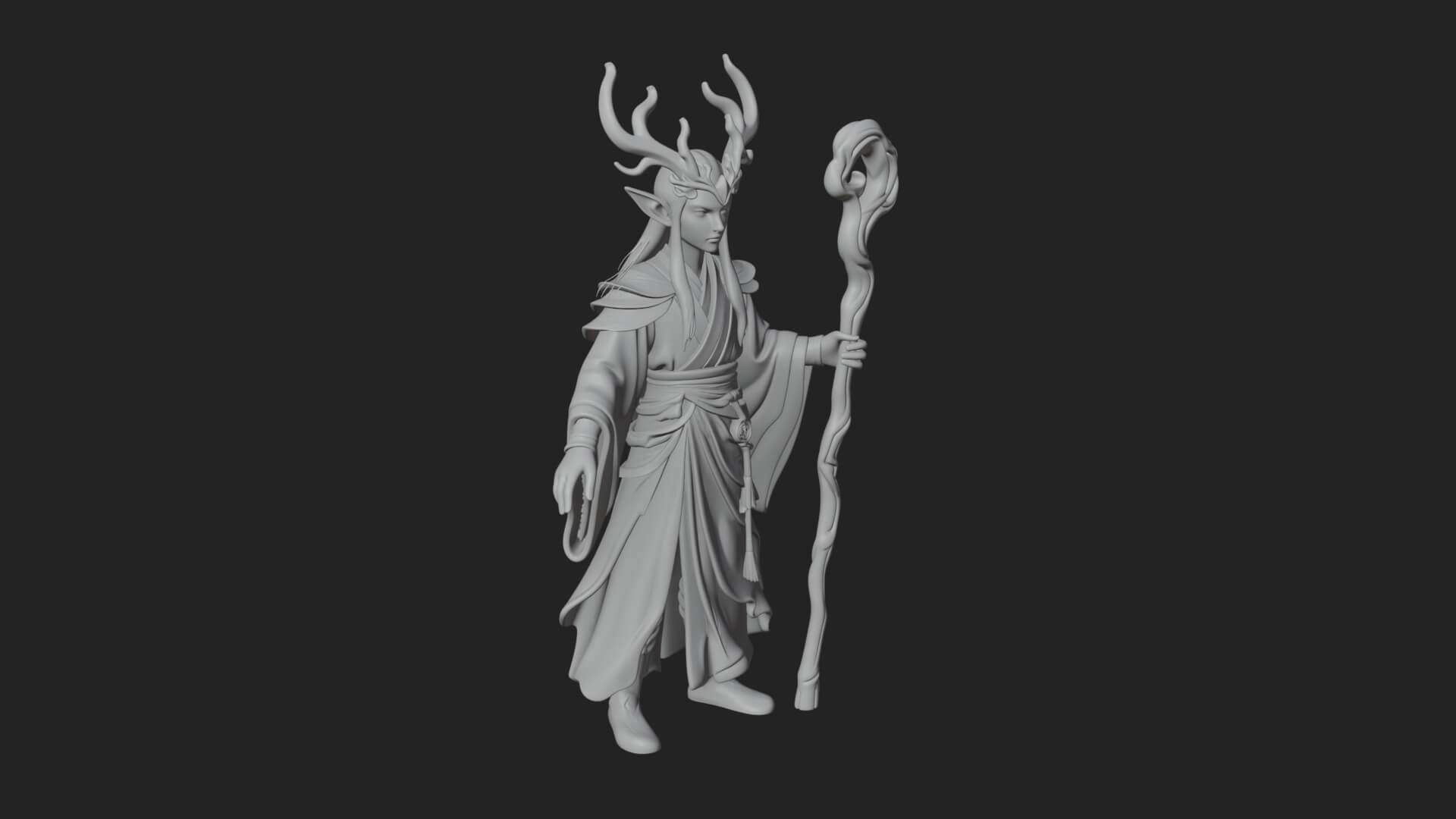 Elven High Mage Statue Design 7 3D Print Model 3D Model