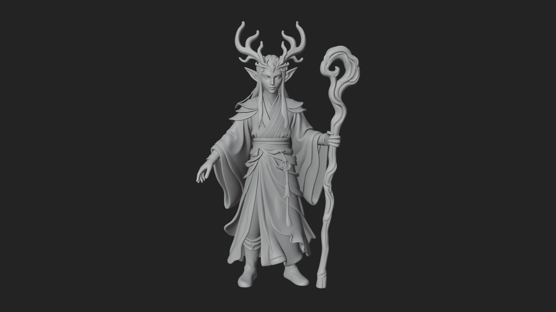 Elven High Mage Statue Design 7 3D Print Model 3D Model