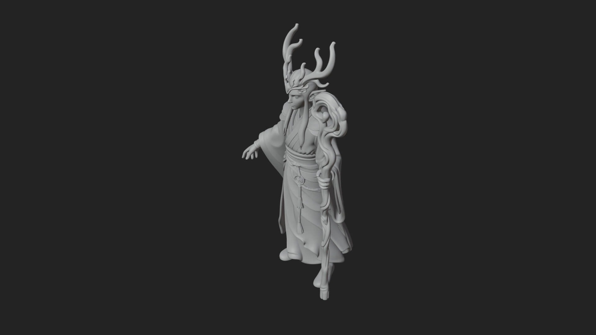 Elven High Mage Statue Design 7 3D Print Model 3D Model