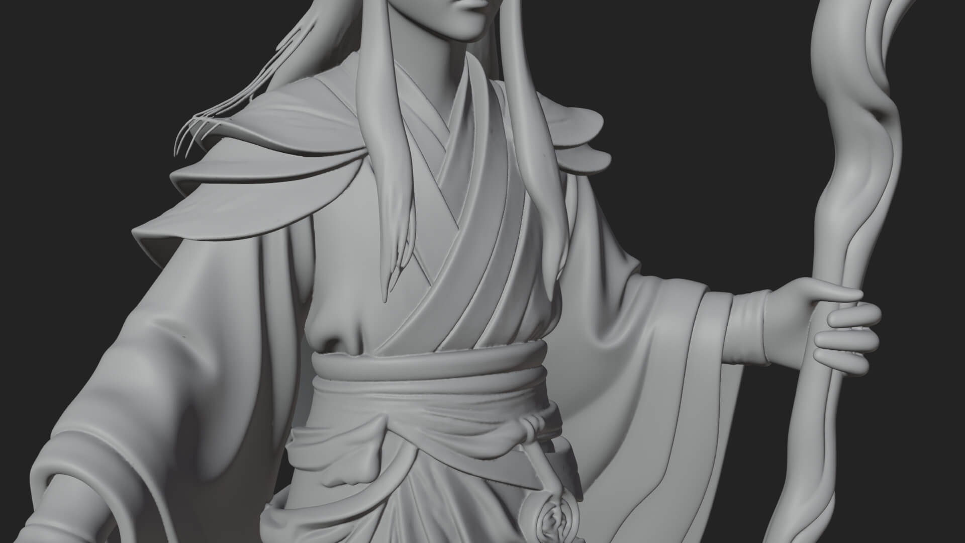 Elven High Mage Statue Design 7 3D Print Model 3D Model