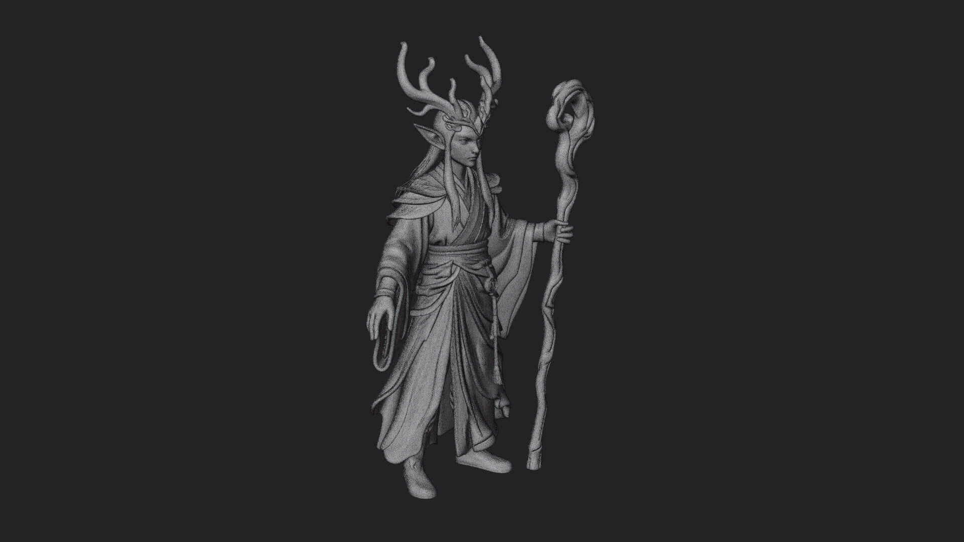 Elven High Mage Statue Design 7 3D Print Model 3D Model