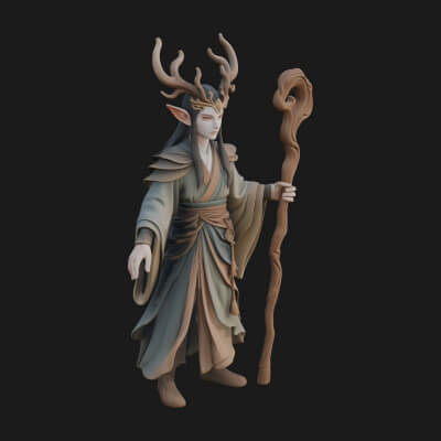 Elven High Mage Statue Design 7 3D Print Model