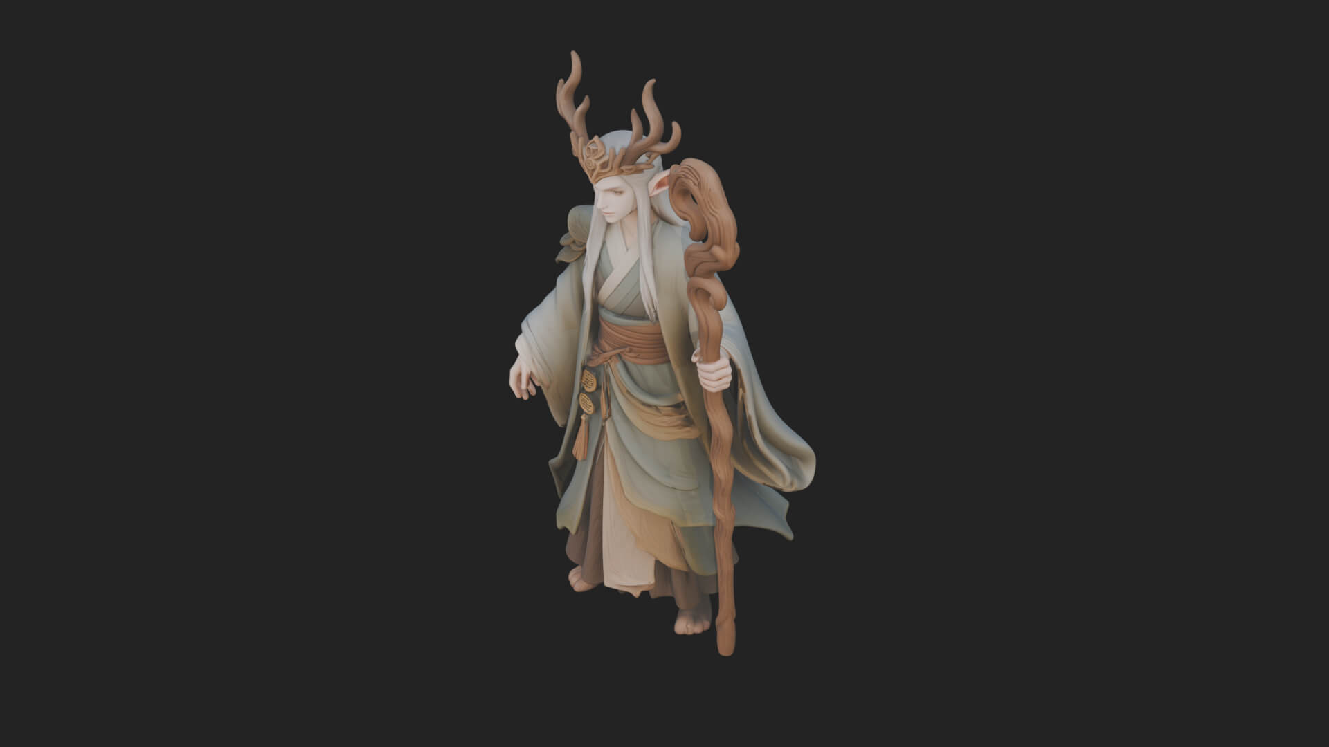 Elven High Mage Statue Design 8 3D Print Model 3D Model