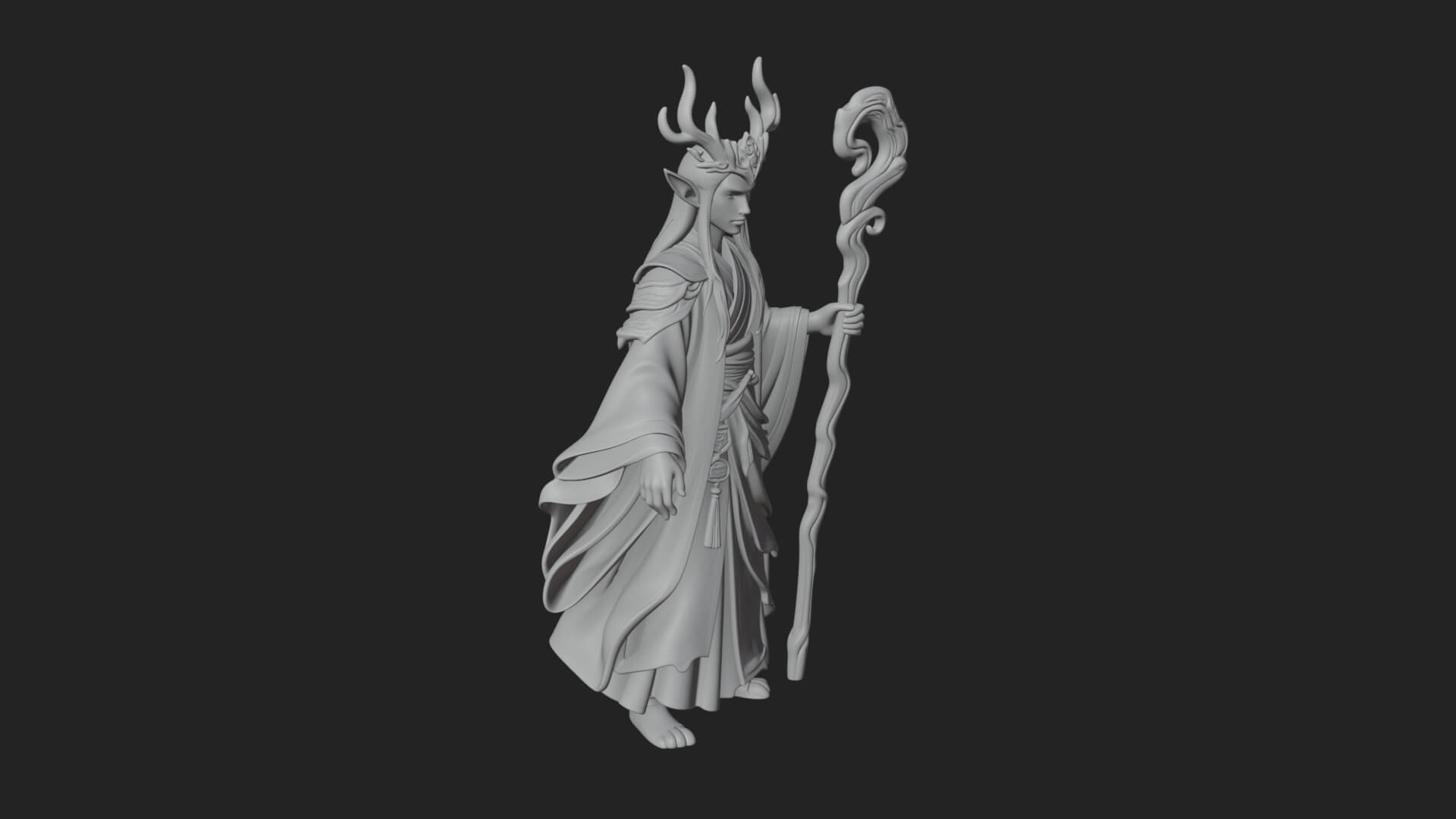 Elven High Mage Statue Design 8 3D Print Model 3D Model