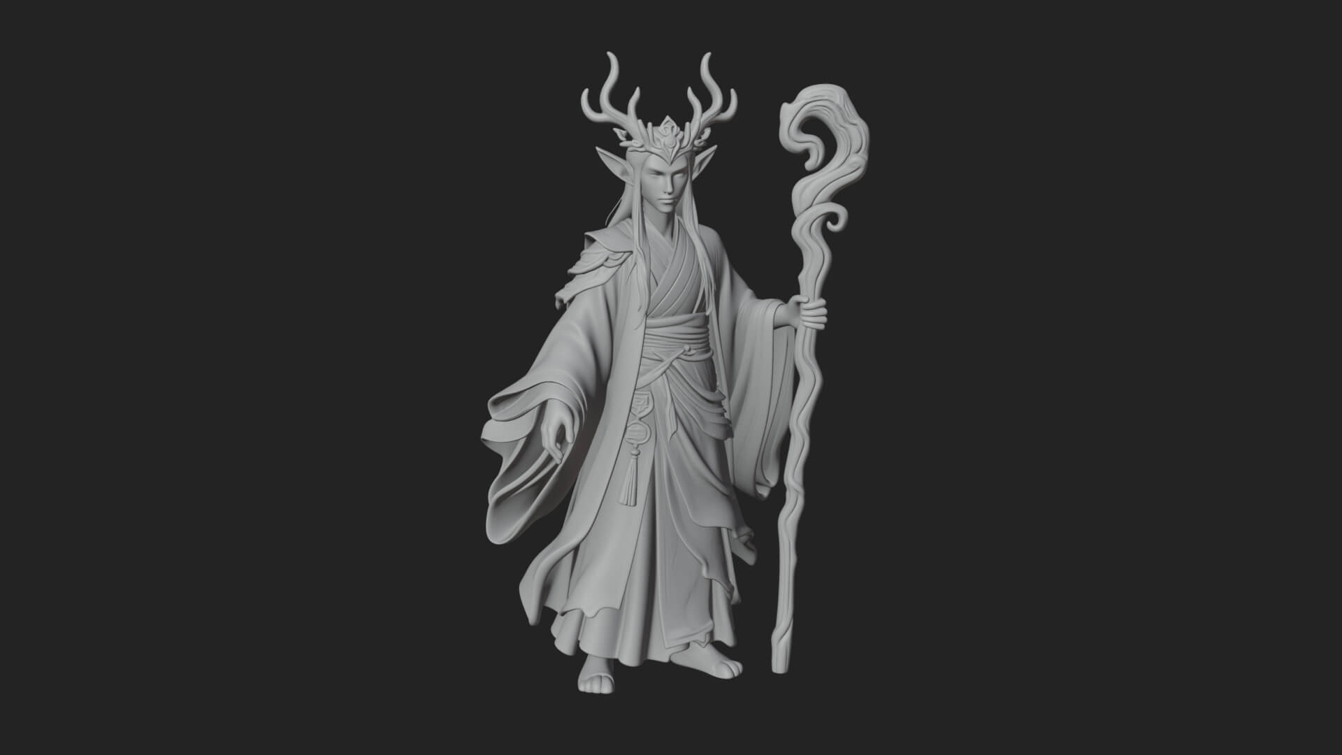 Elven High Mage Statue Design 8 3D Print Model 3D Model