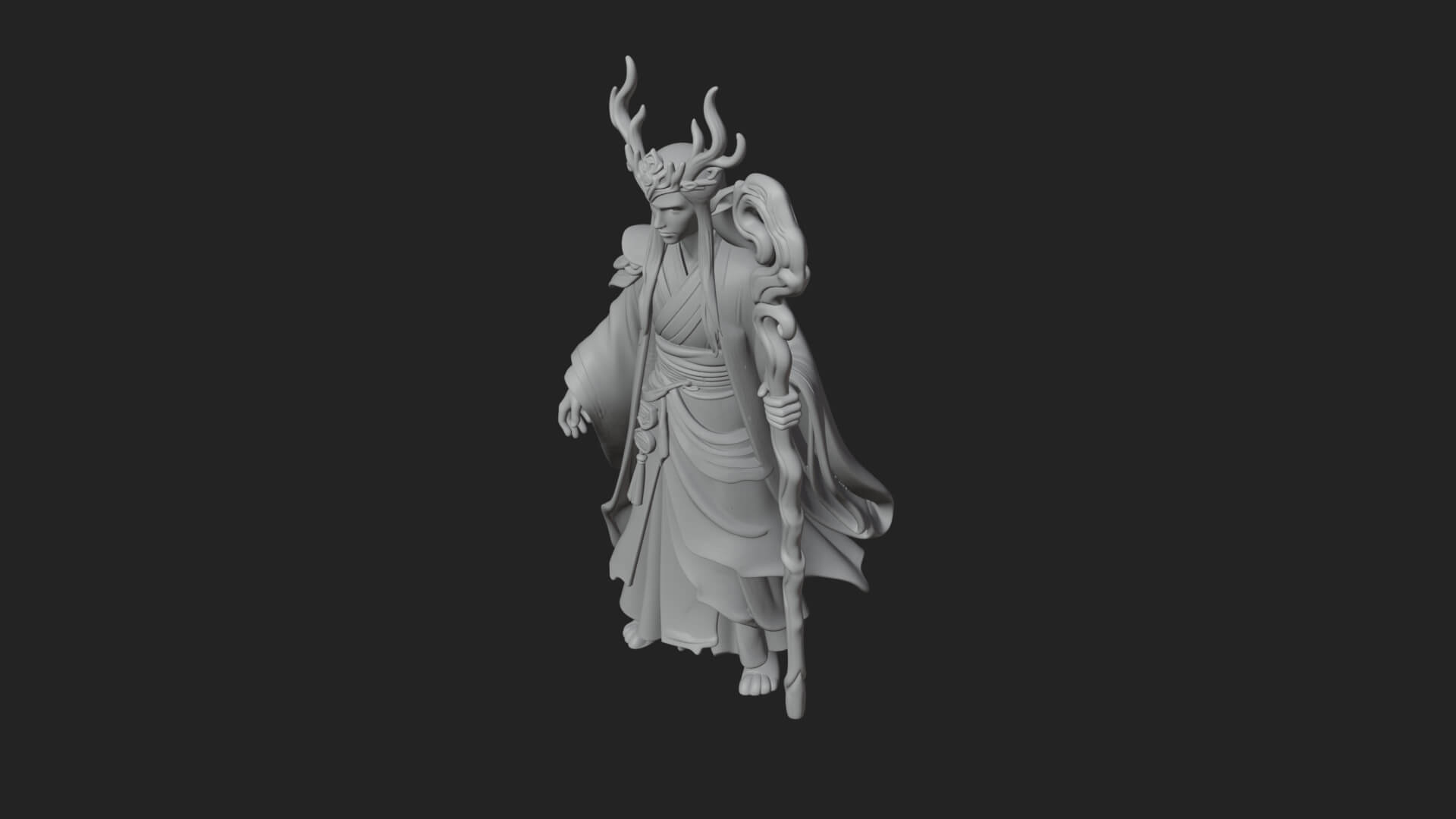 Elven High Mage Statue Design 8 3D Print Model 3D Model