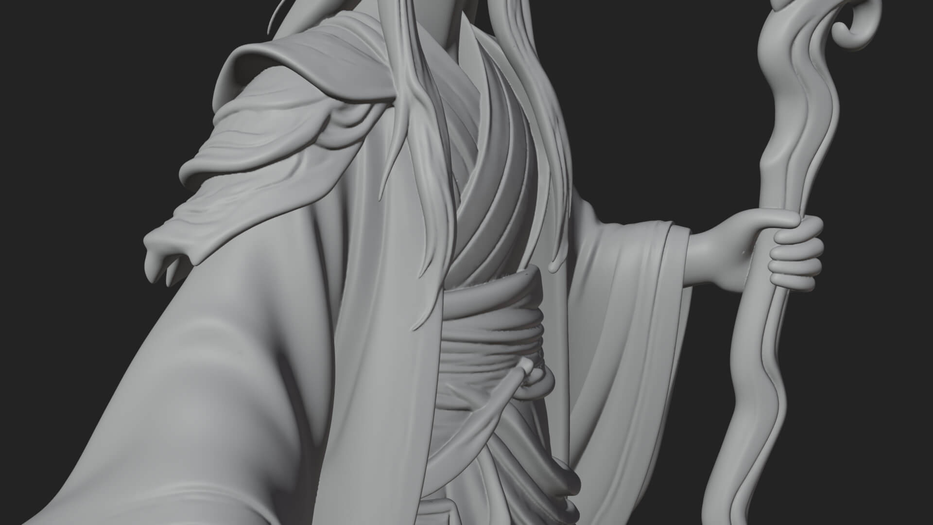 Elven High Mage Statue Design 8 3D Print Model 3D Model