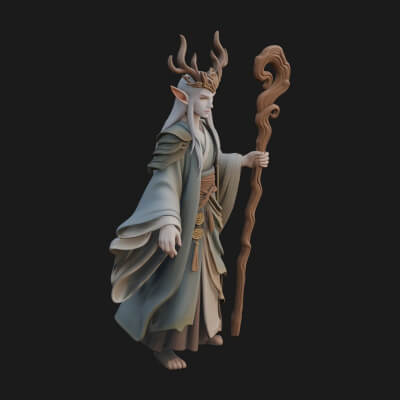 Elven High Mage Statue Design 8 3D Print Model