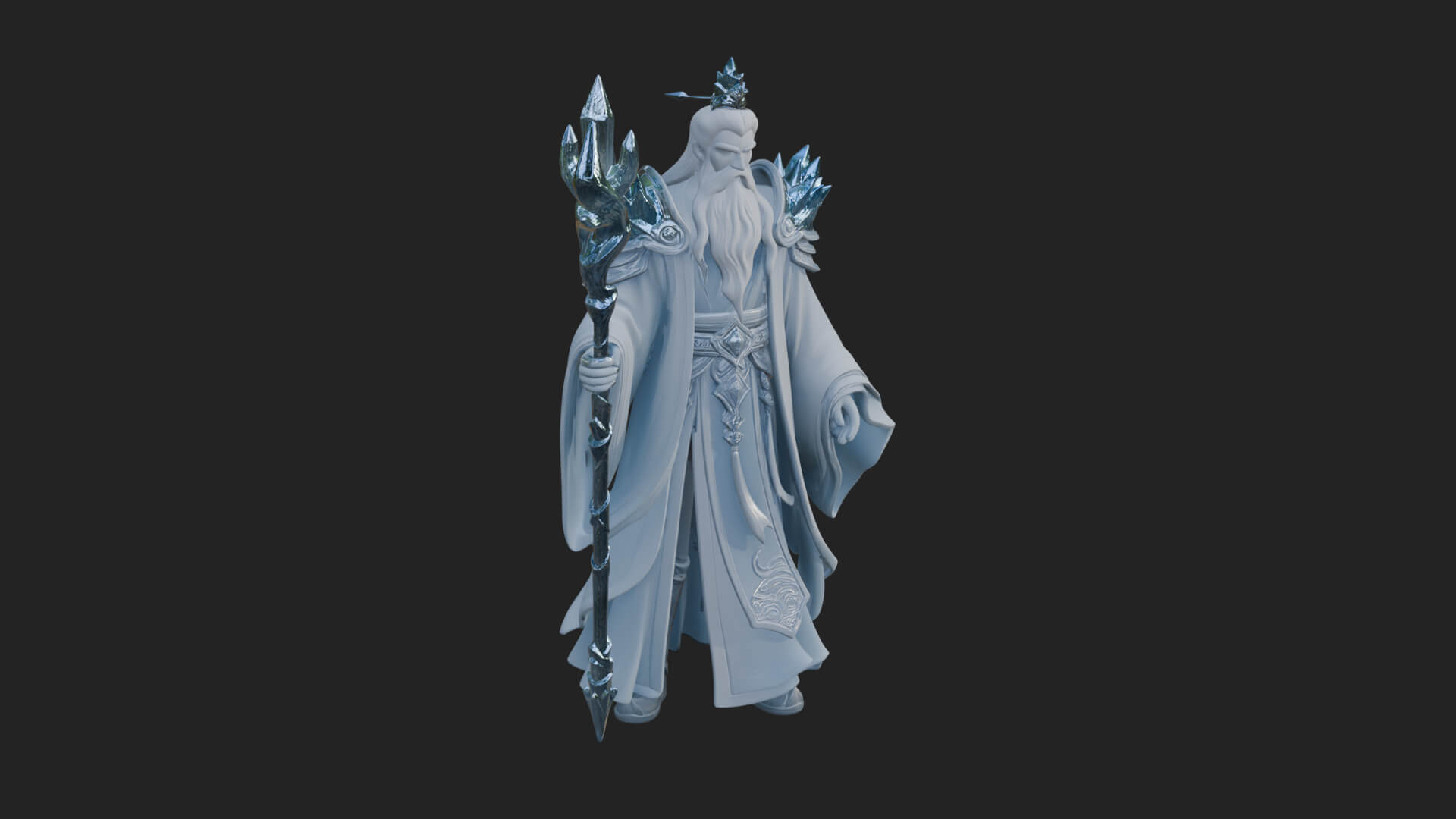 Elven High Mage Statue Design 9 3D Print Model 3D Model