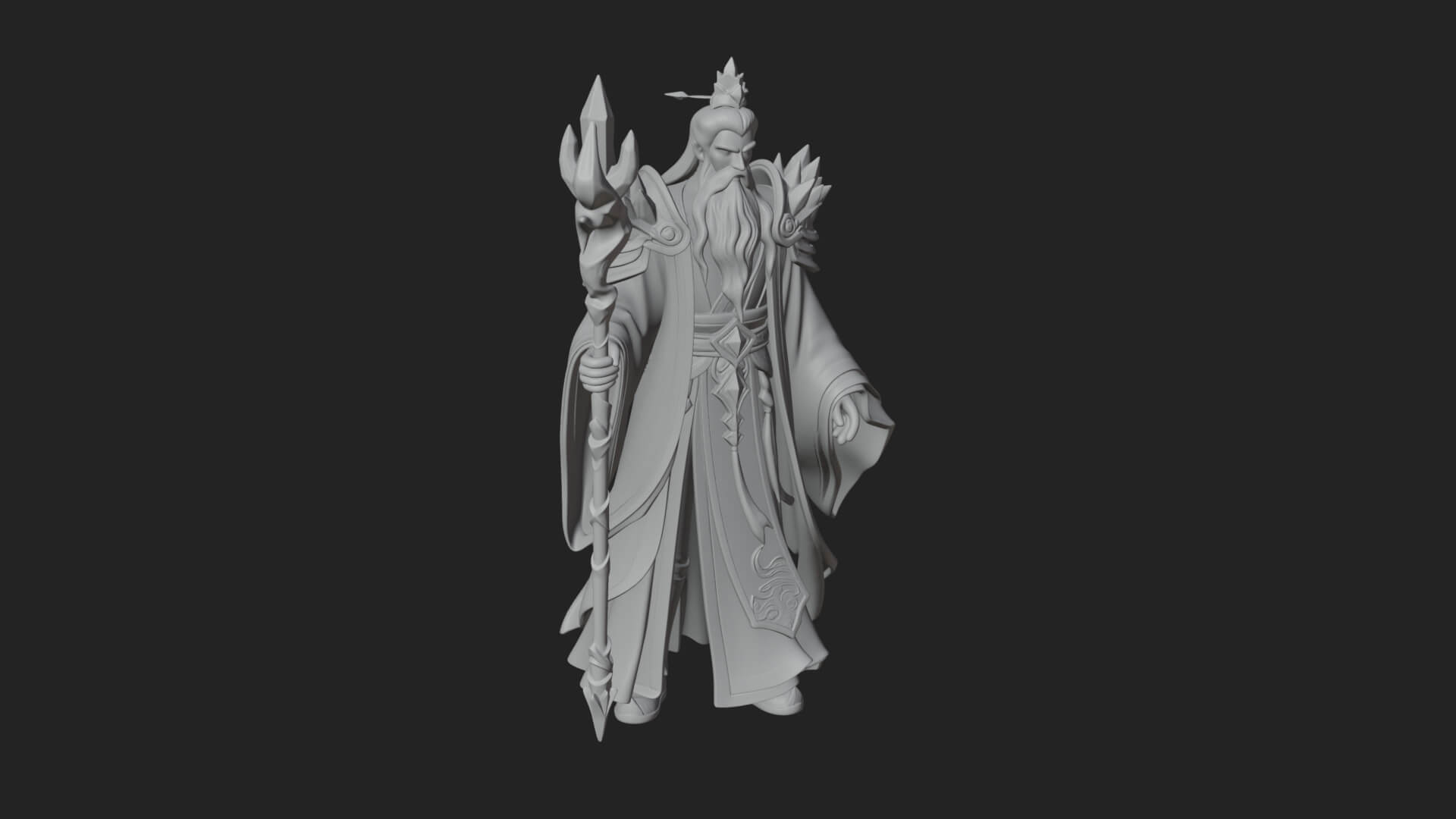 Elven High Mage Statue Design 9 3D Print Model 3D Model