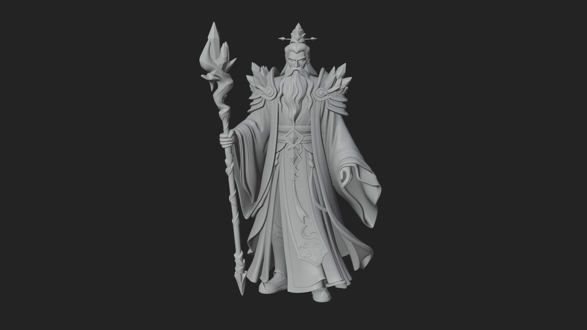 Elven High Mage Statue Design 9 3D Print Model 3D Model