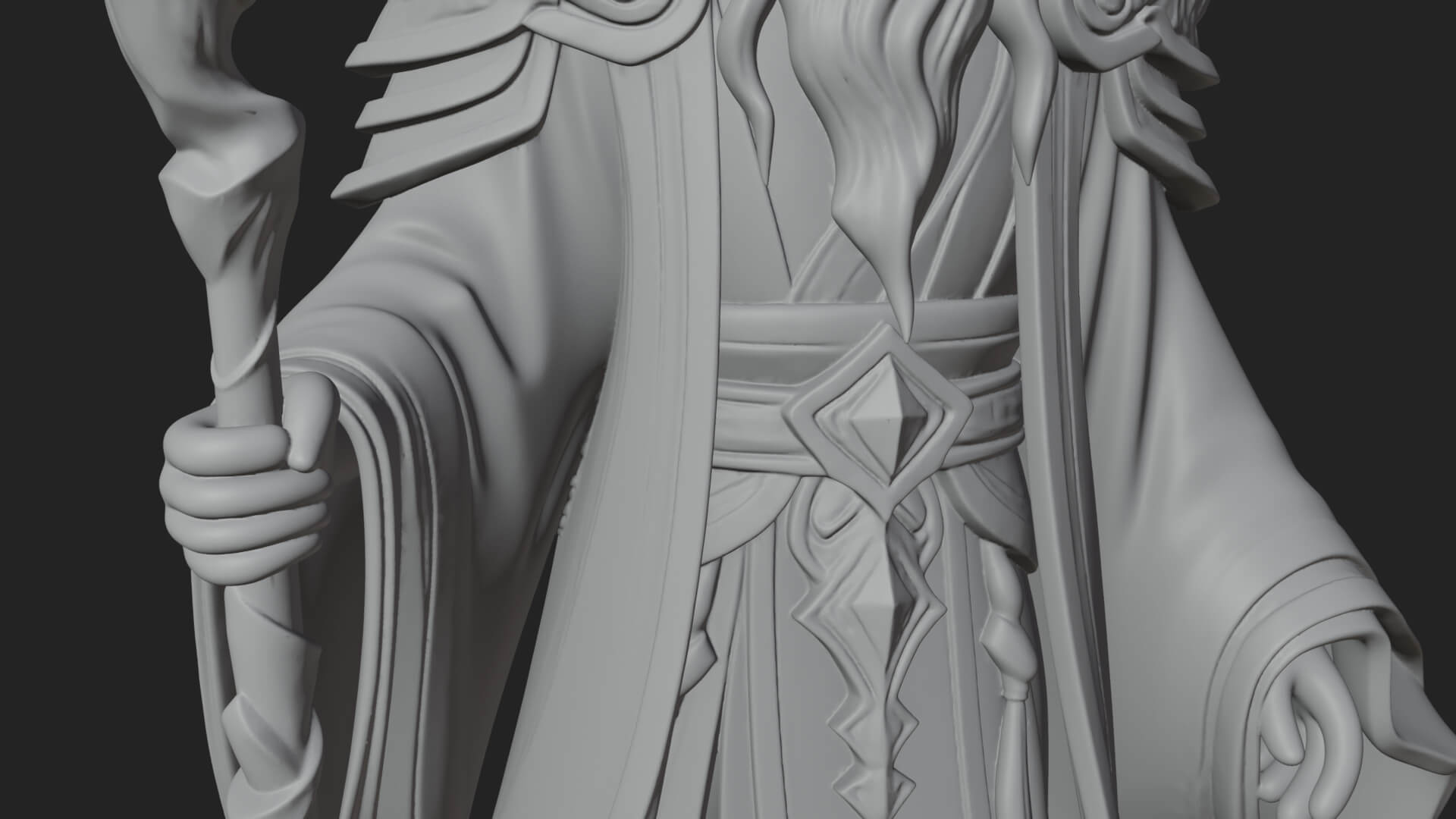 Elven High Mage Statue Design 9 3D Print Model 3D Model