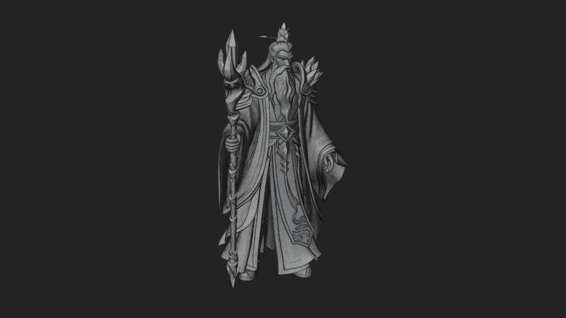 Elven High Mage Statue Design 9 3D Print Model 3D Model