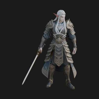 Elven Lord Statue Design 3 3d Print Model