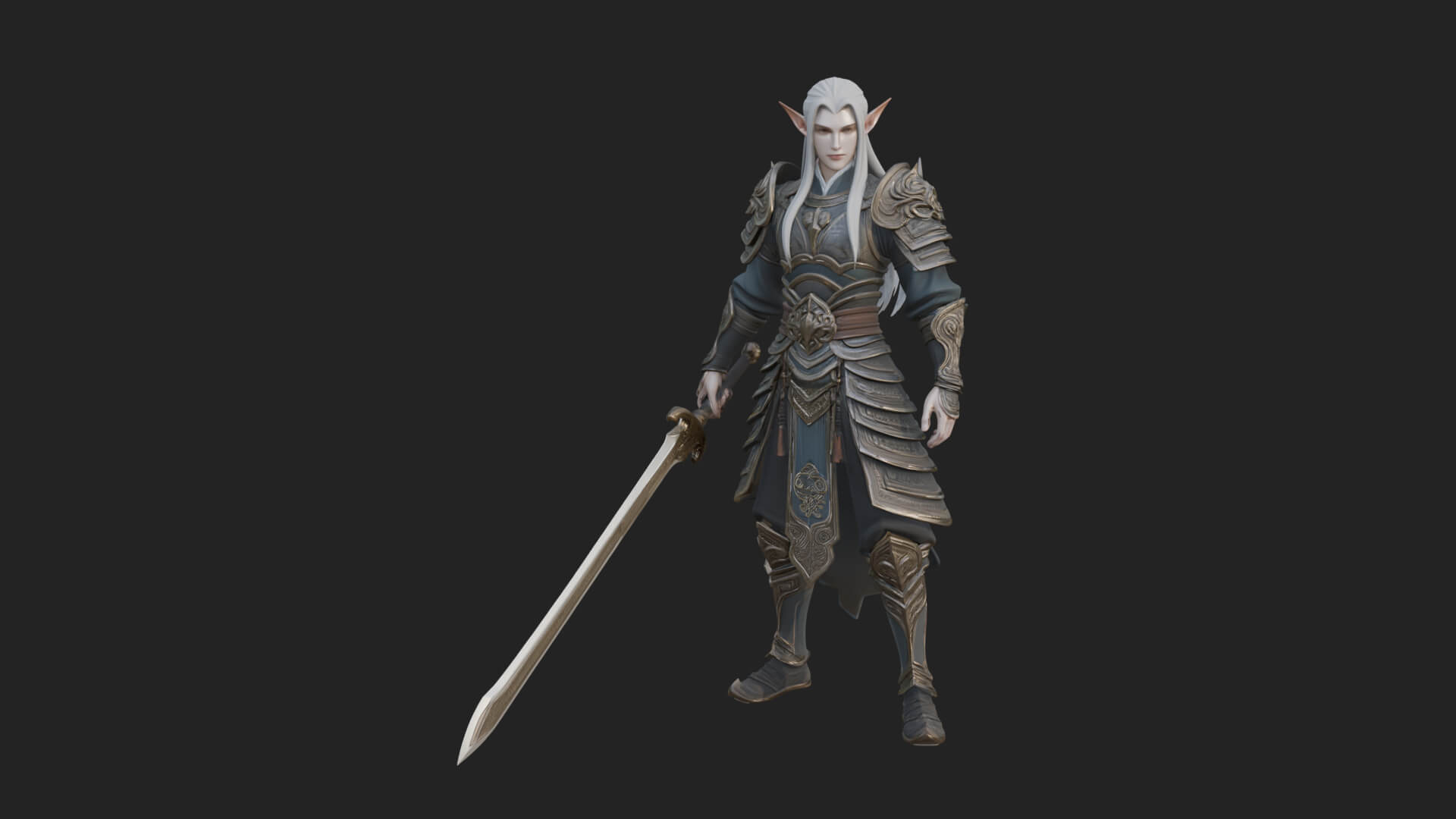 Elven Lord Statue Design 4 3D Print Model 3D Model