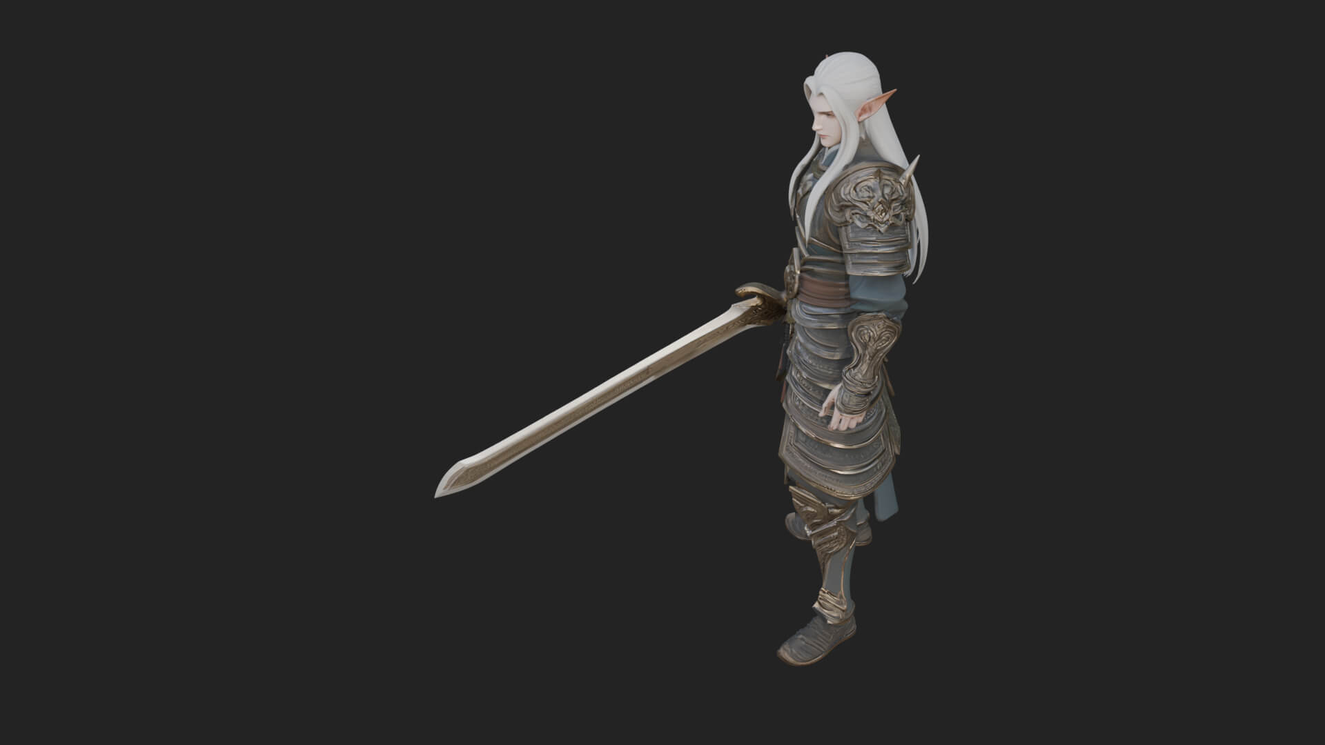 Elven Lord Statue Design 4 3D Print Model 3D Model