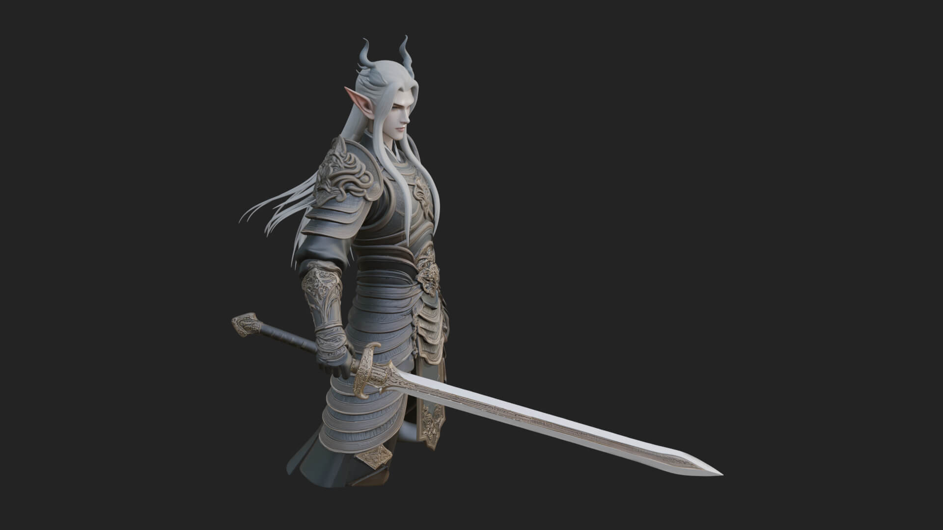 Elven Lord Statue Design 5 3D Print Model 3D Model