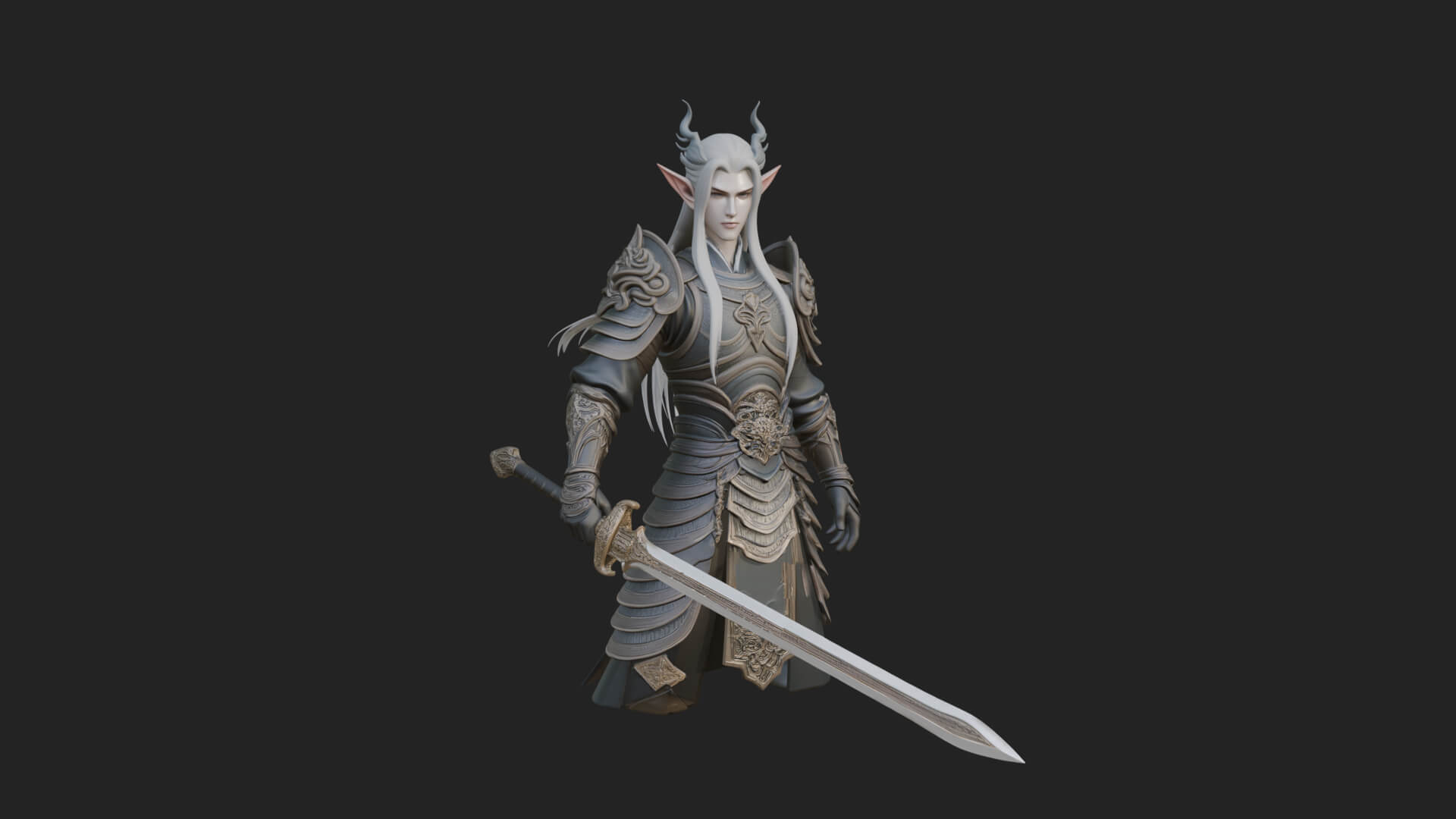 Elven Lord Statue Design 5 3D Print Model 3D Model