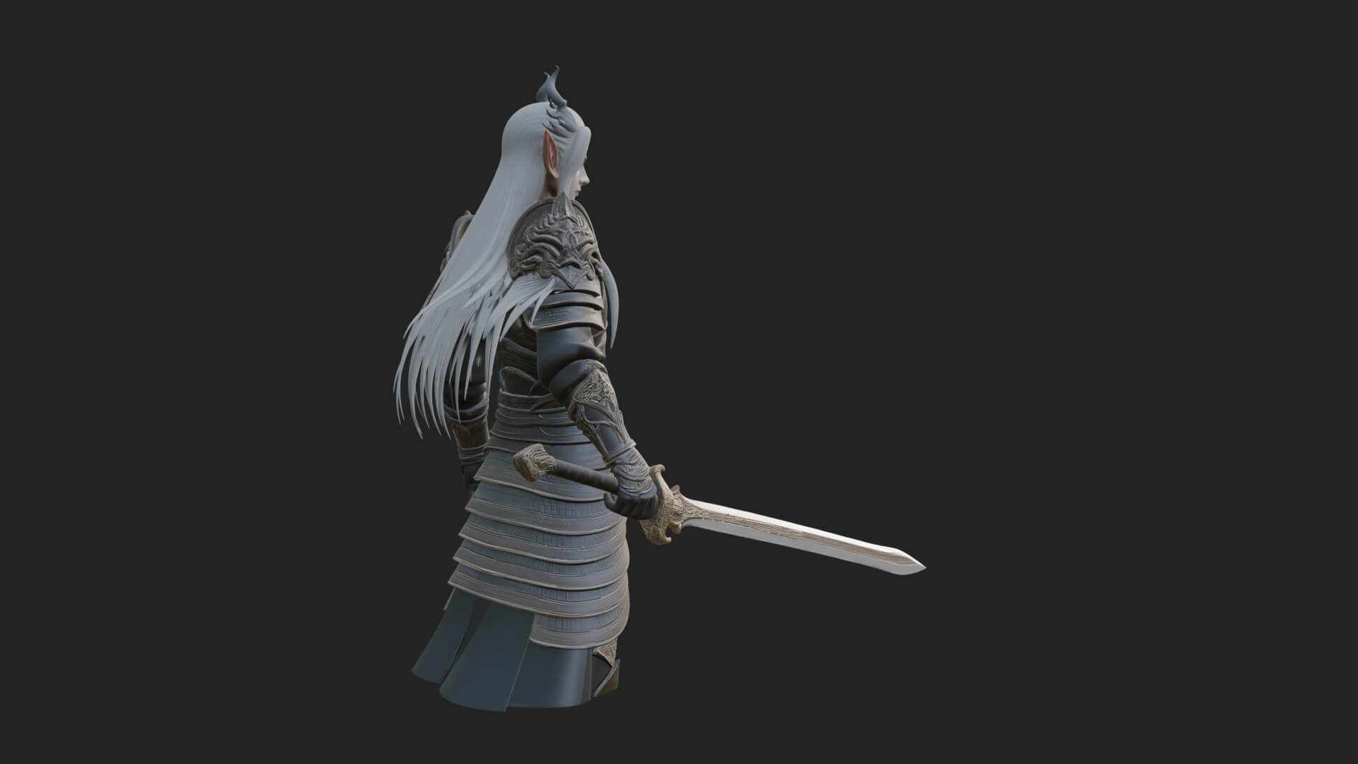 Elven Lord Statue Design 5 3D Print Model 3D Model