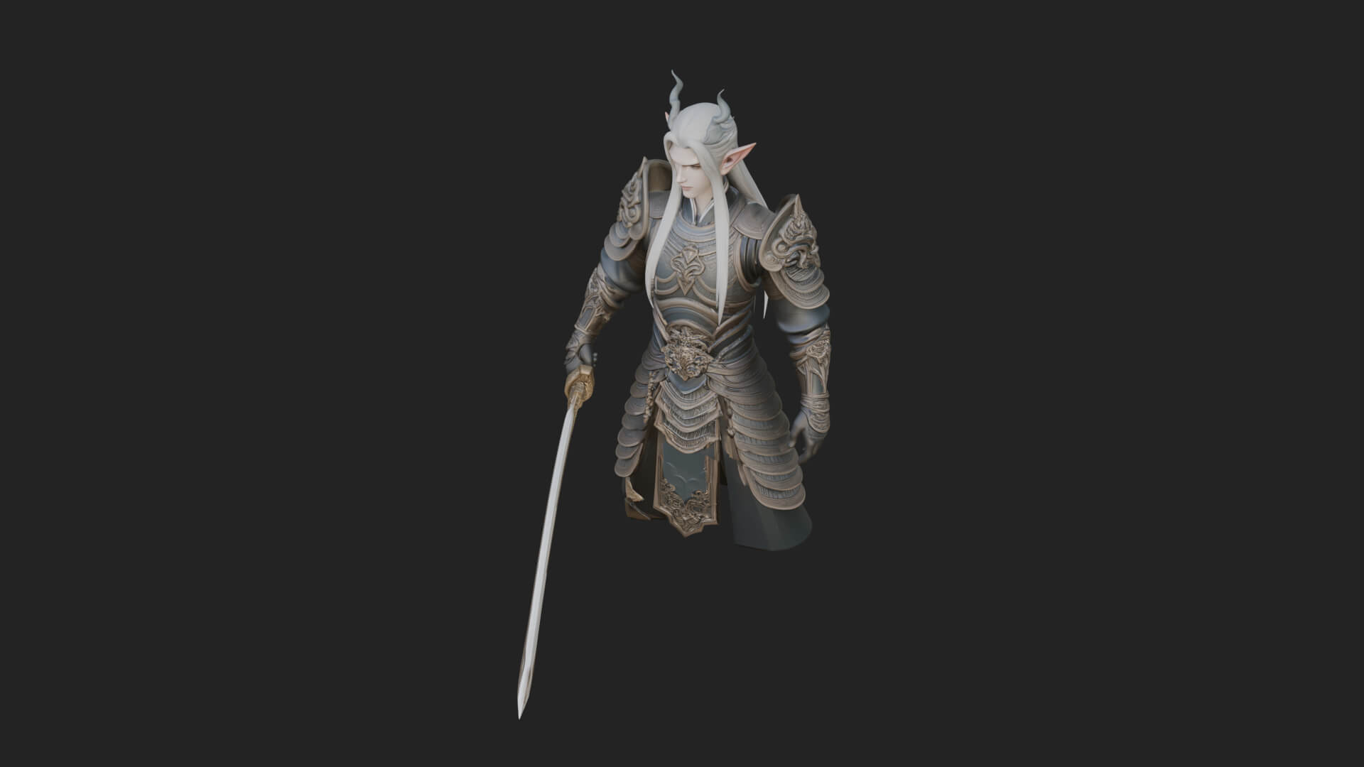 Elven Lord Statue Design 5 3D Print Model 3D Model