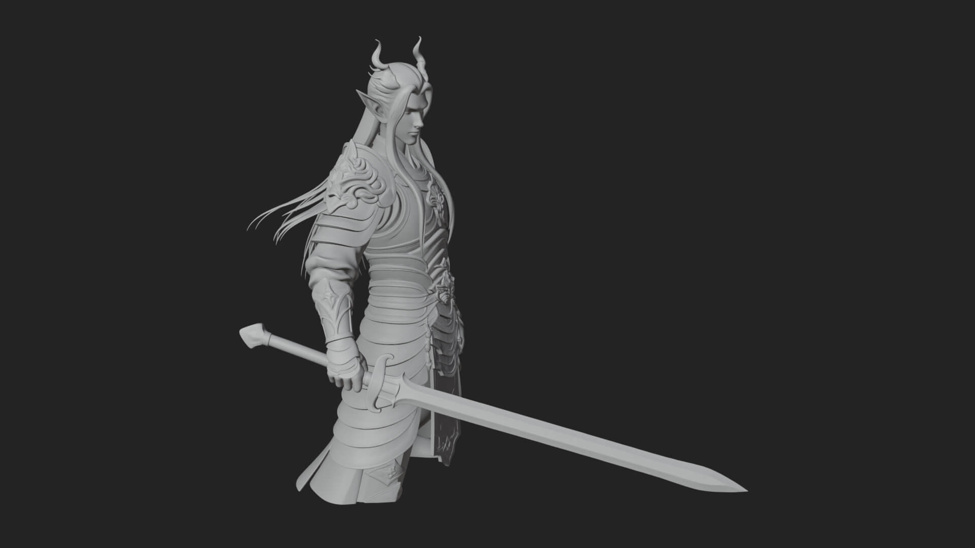 Elven Lord Statue Design 5 3D Print Model 3D Model