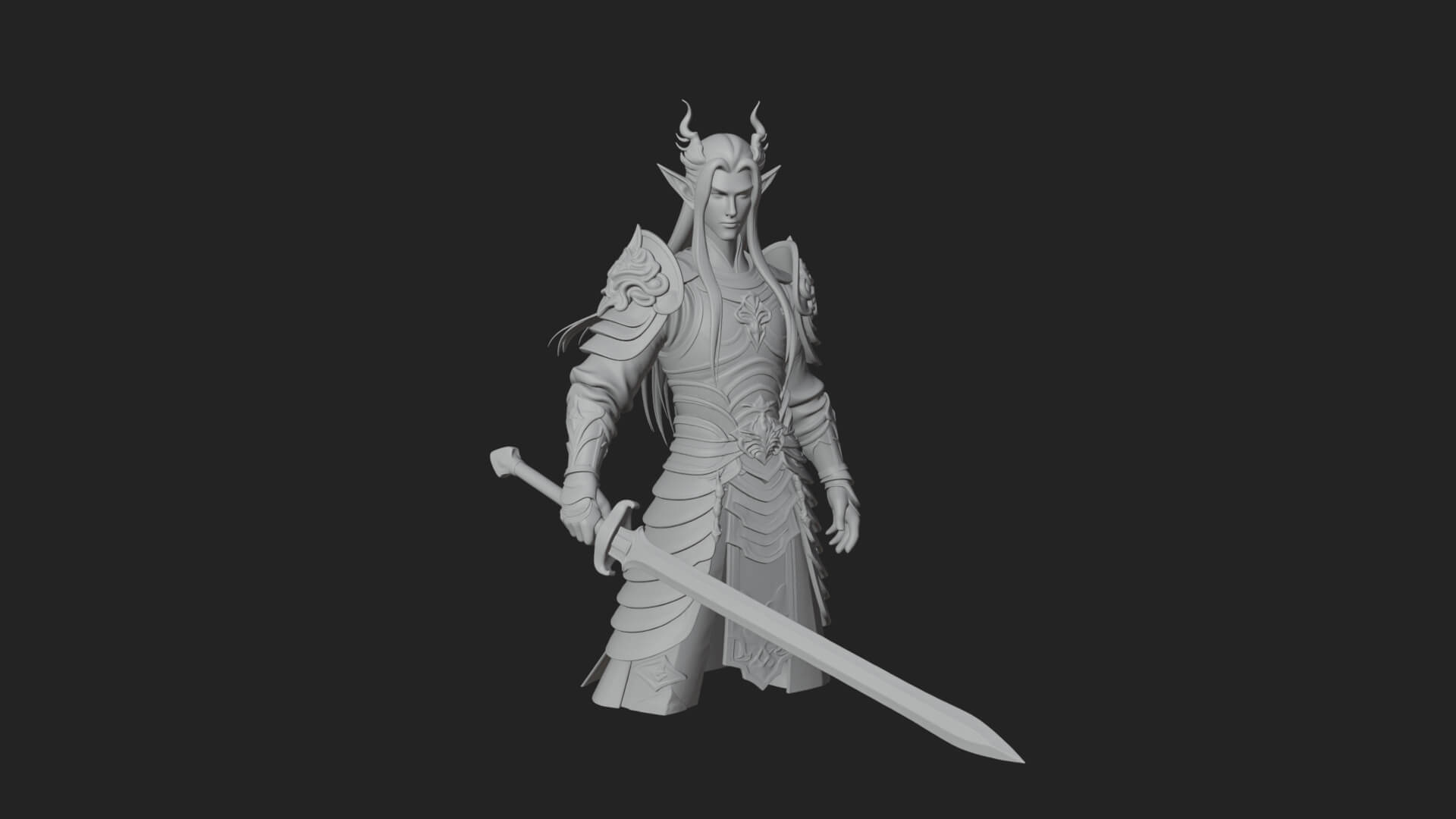 Elven Lord Statue Design 5 3D Print Model 3D Model