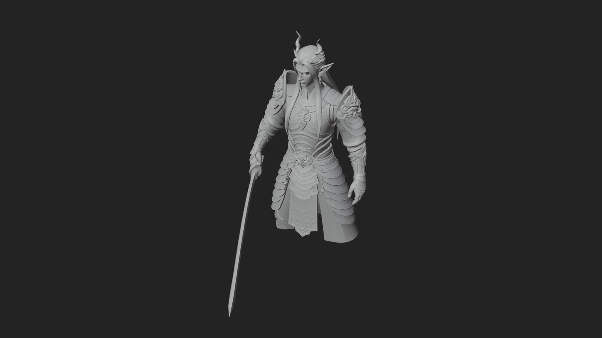 Elven Lord Statue Design 5 3D Print Model 3D Model