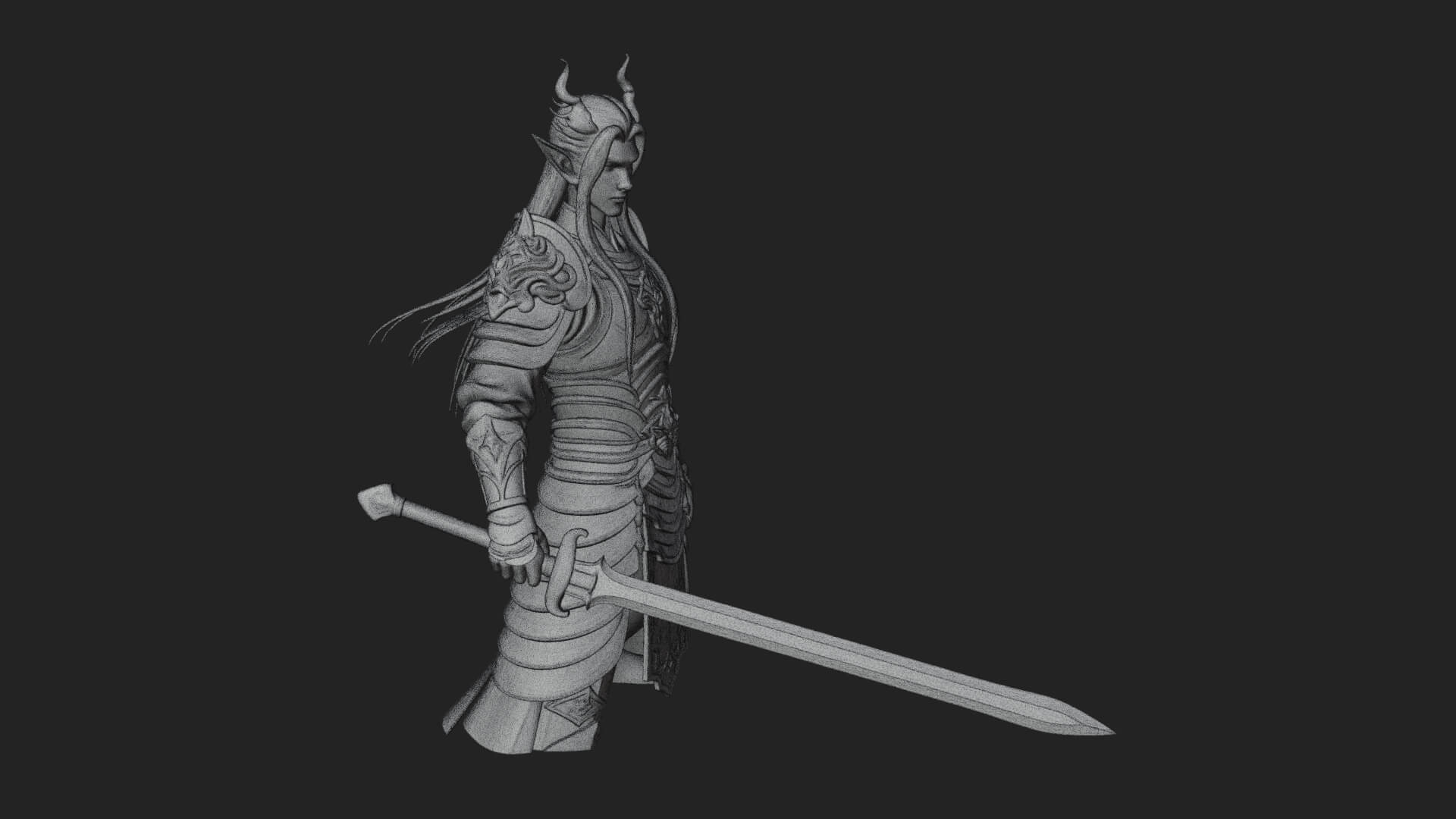 Elven Lord Statue Design 5 3D Print Model 3D Model