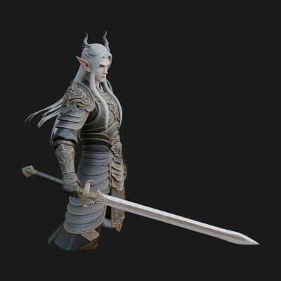 Elven Lord Statue Design 5 3D Print Model