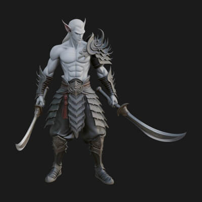 Elven Lord Statue Design 7 3D Print Model