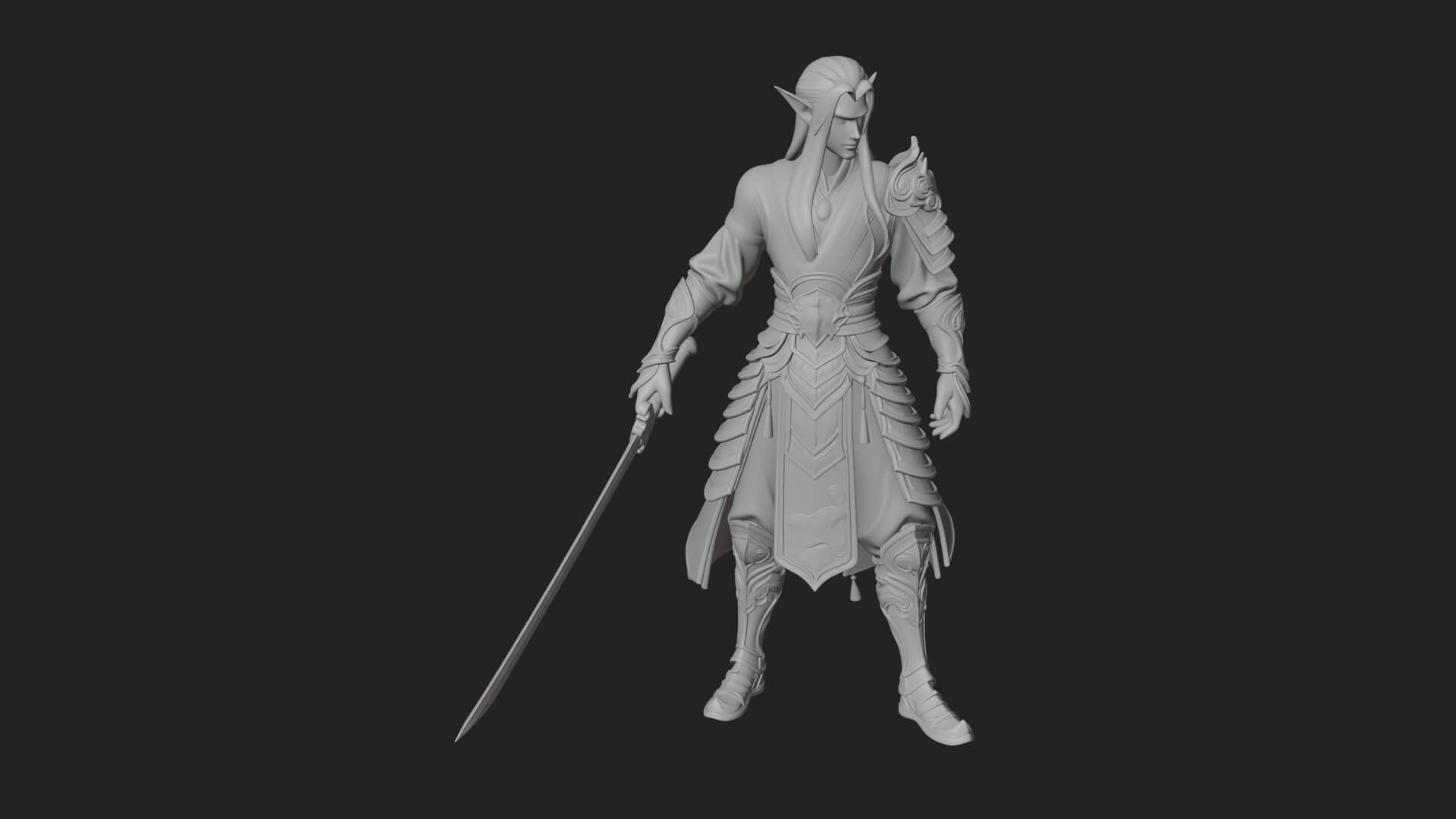 Elven Lord Statue Design 8 3D Print Model 3D Model