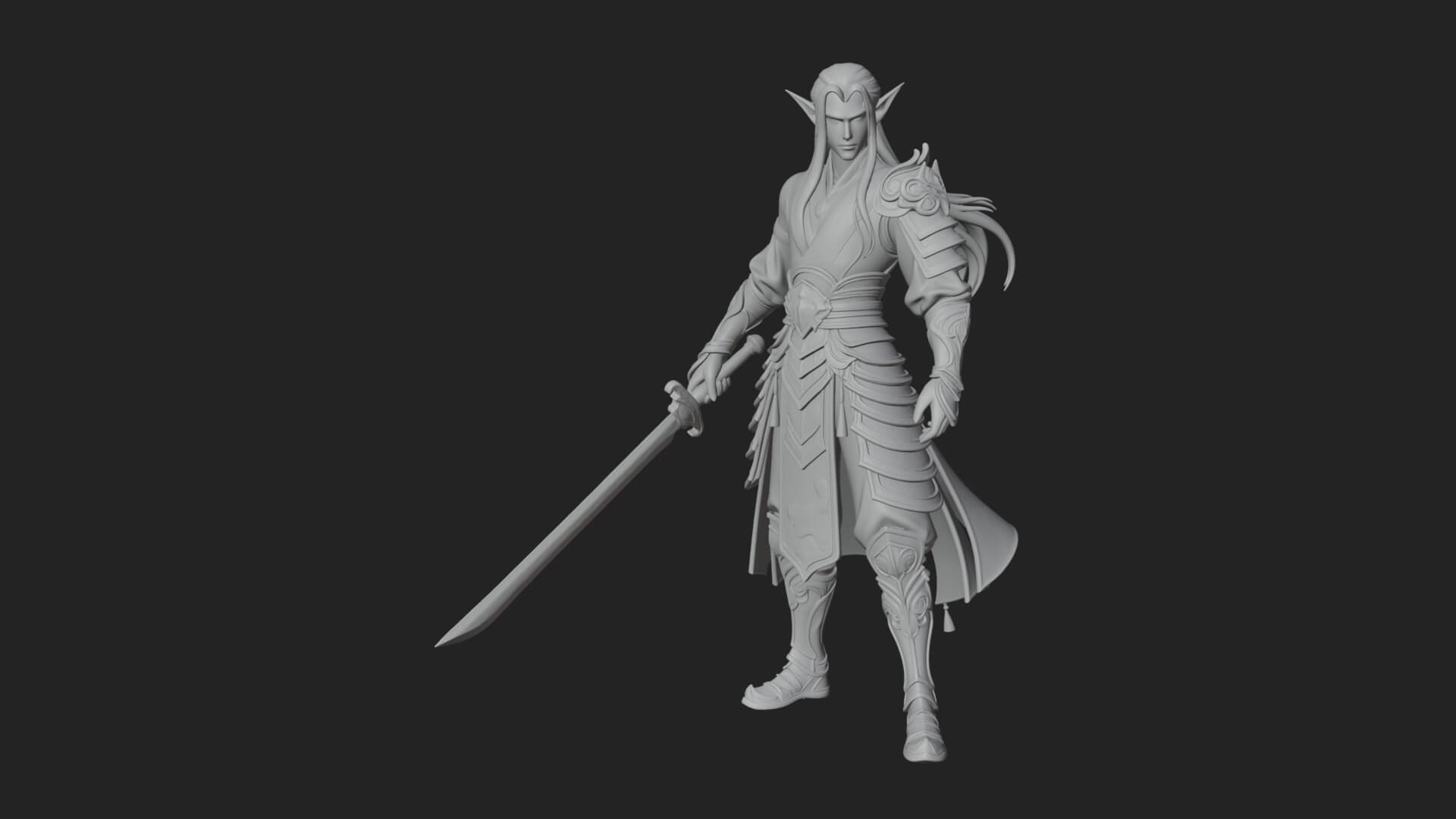 Elven Lord Statue Design 8 3D Print Model 3D Model
