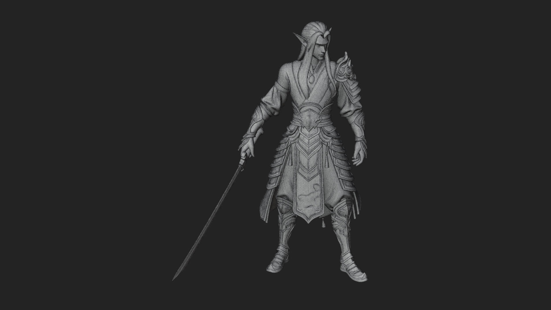 Elven Lord Statue Design 8 3D Print Model 3D Model