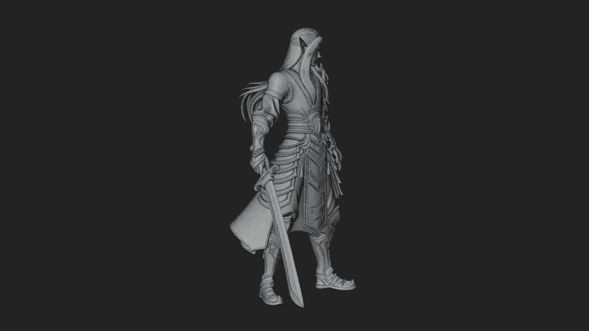 Elven Lord Statue Design 8 3D Print Model 3D Model