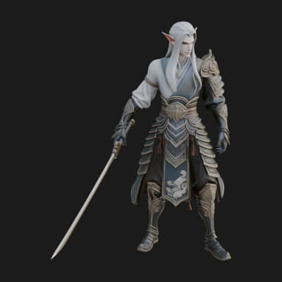 Elven Lord Statue Design 8 3D Print Model