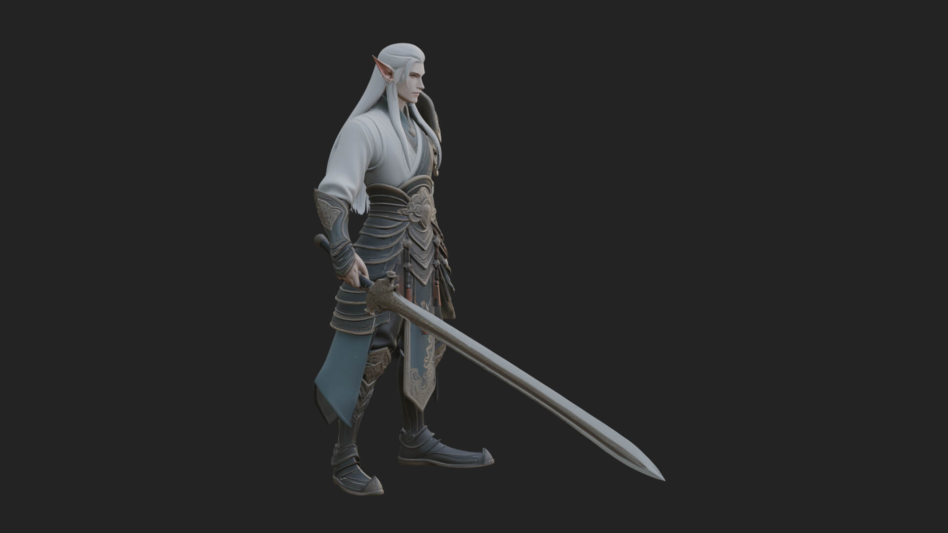 Elven Lord Statue Design 9 3D Print Model 3D Model