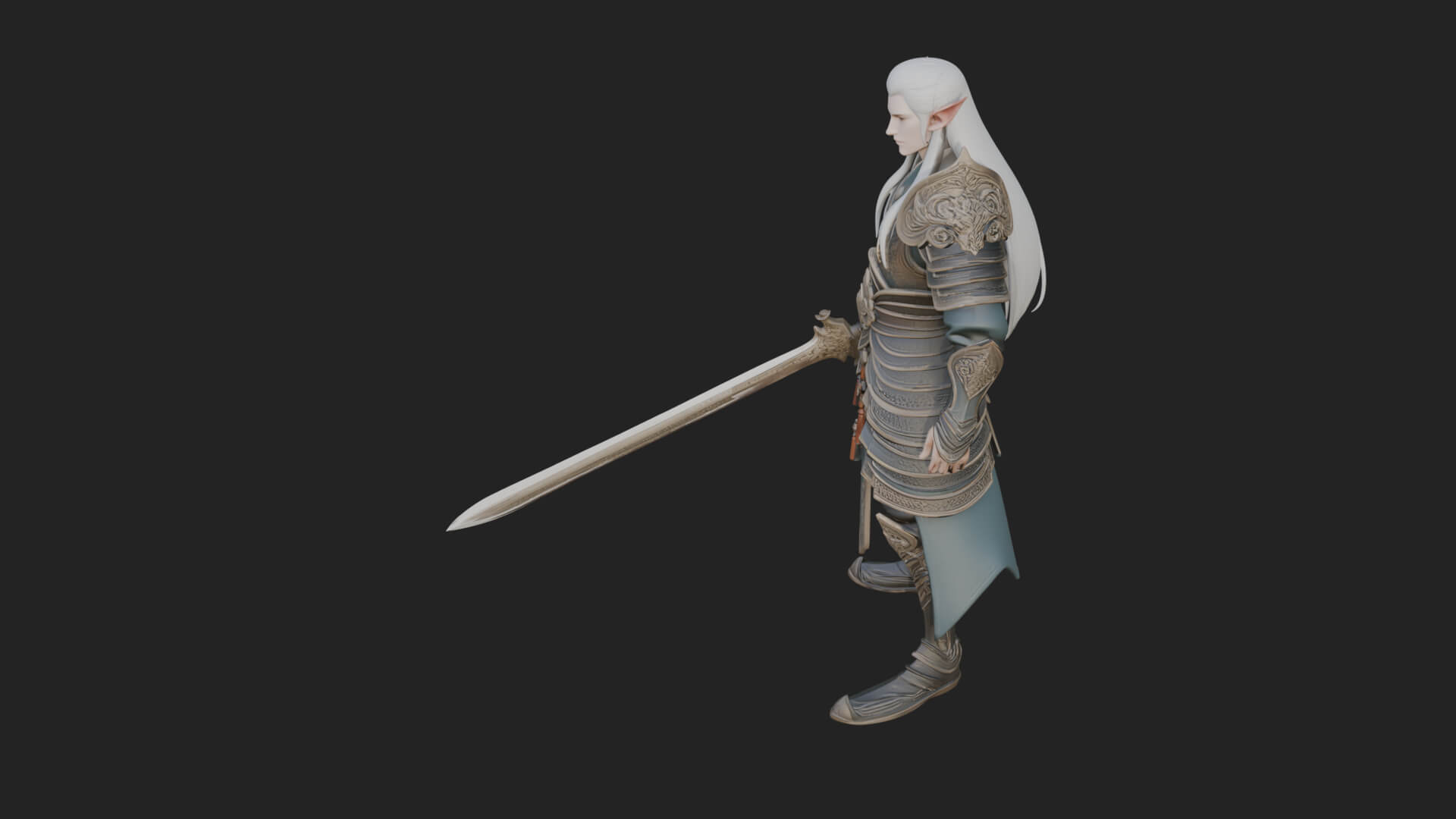 Elven Lord Statue Design 9 3D Print Model 3D Model