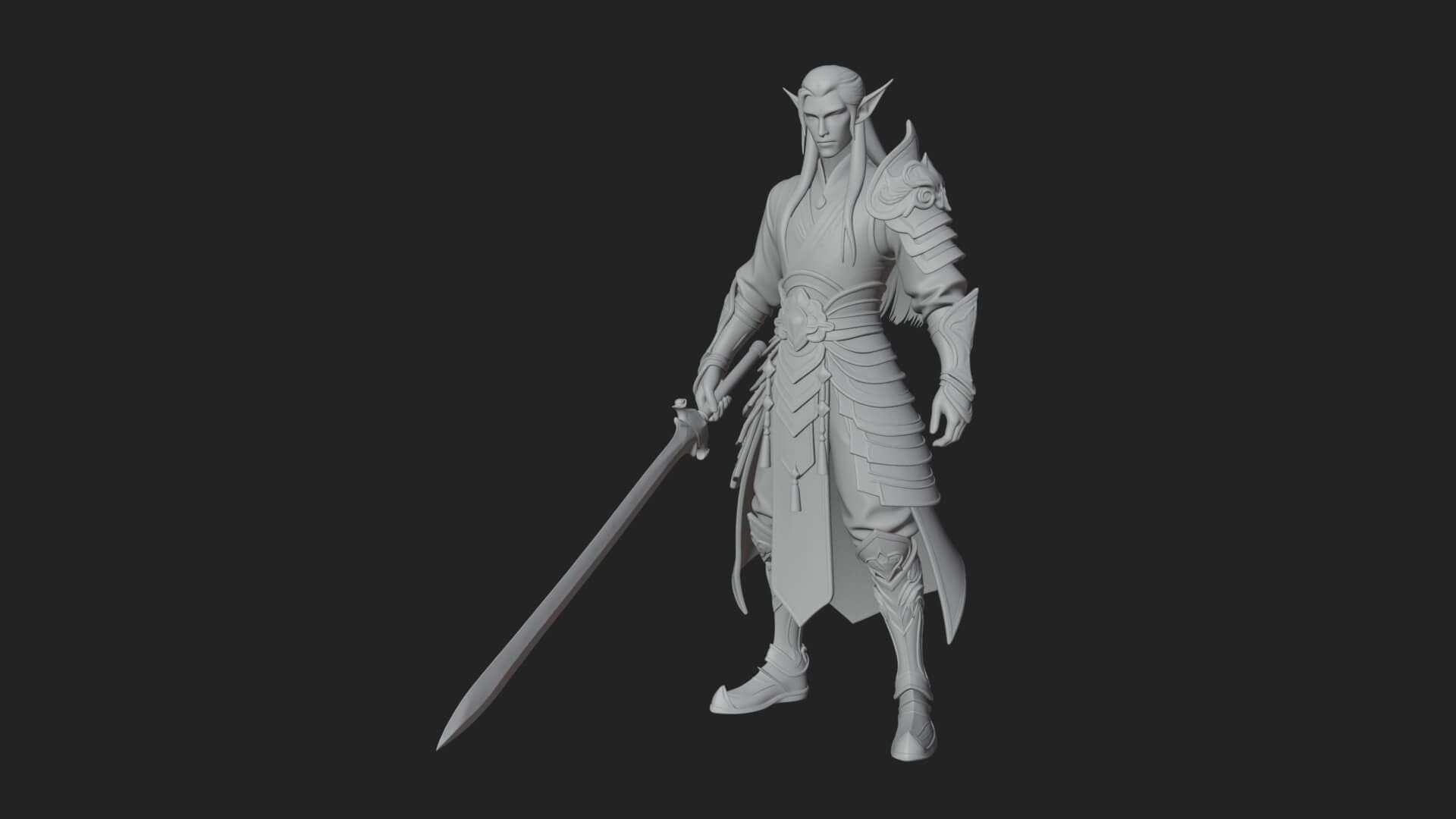 Elven Lord Statue Design 9 3D Print Model 3D Model
