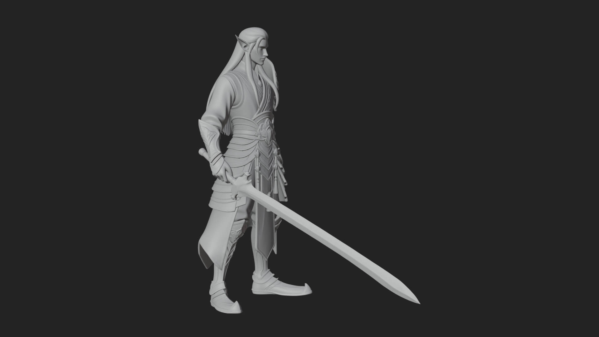 Elven Lord Statue Design 9 3D Print Model 3D Model