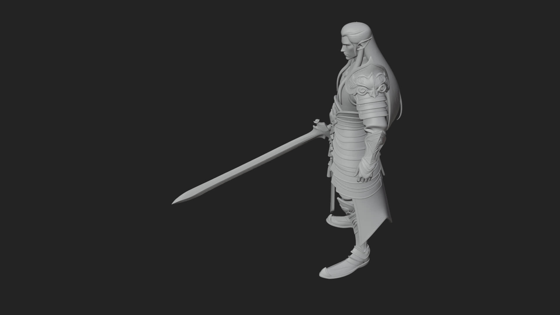 Elven Lord Statue Design 9 3D Print Model 3D Model